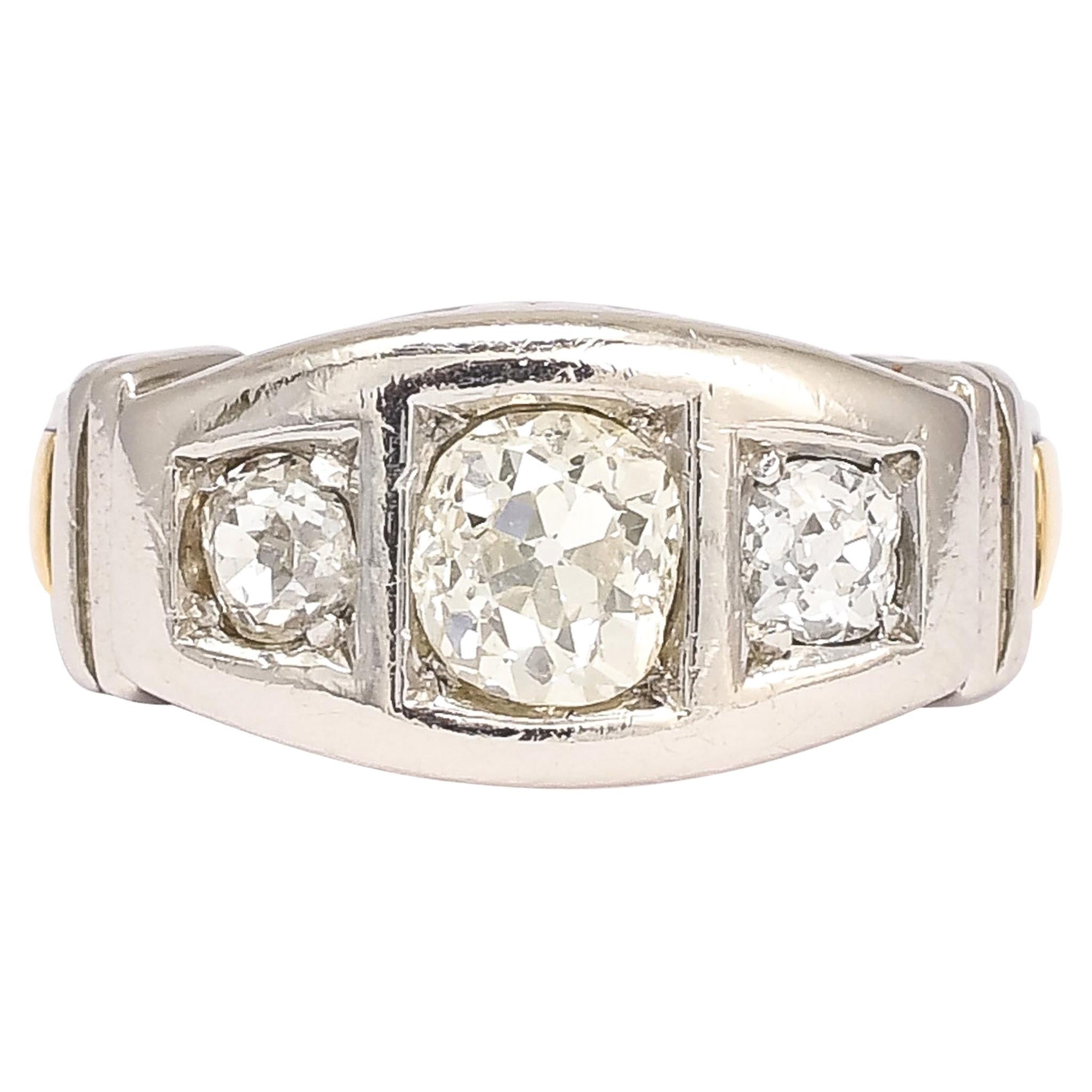 1950s Modernist Three-Stone Diamond Ring