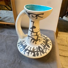 1950s Modernist White and Gray Ceramic Italian Jug by Soldateschi