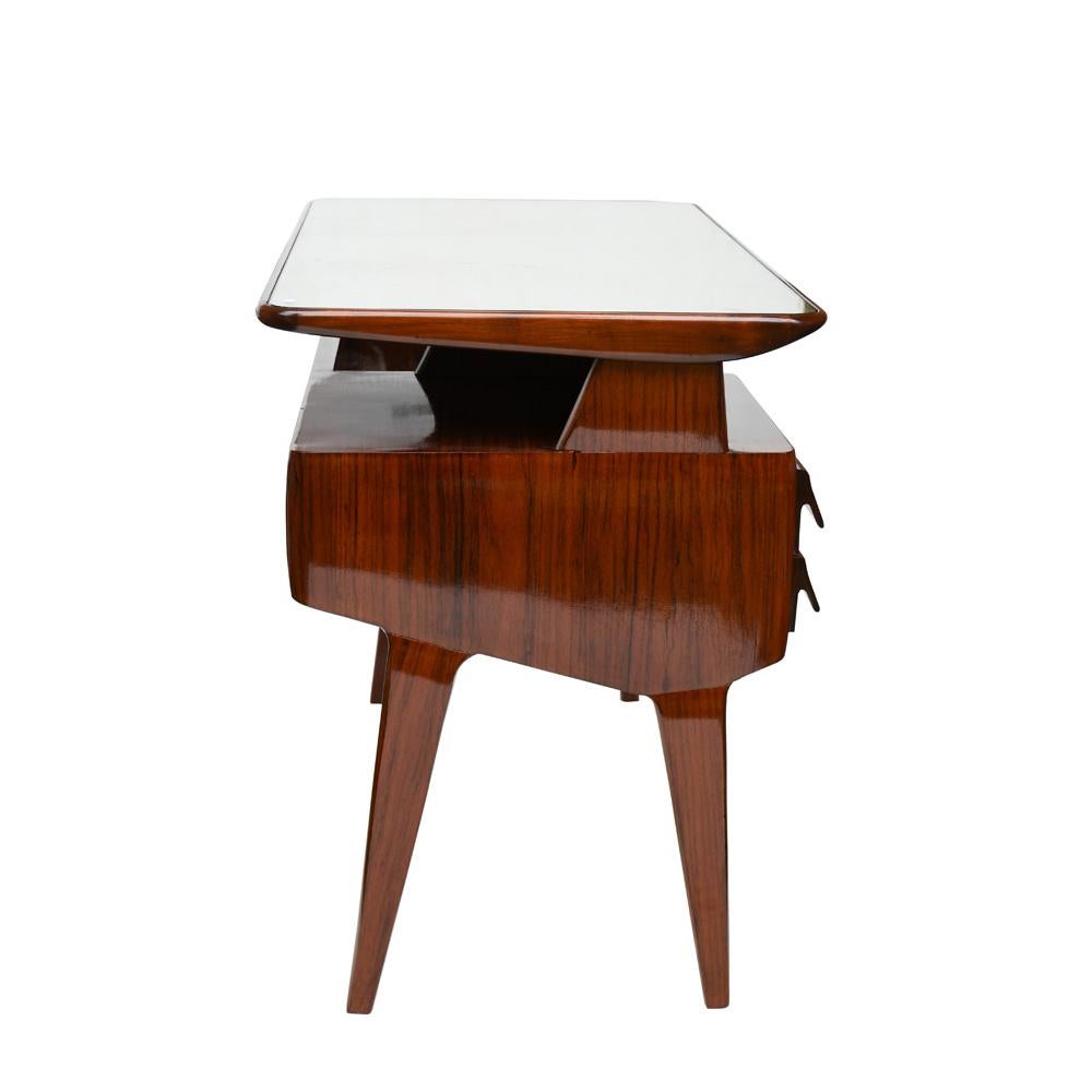 Minimalist 1950s Modernist Writing Desk in Polished Mahogany Italian Design Vittorio Dassi