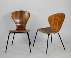 Sillas de madera exótica moldeada de los años 50 al estilo de Tapio Wirkkala