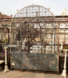 1950s Monumental Antique Wrought-iron Gate with an Arch and Openwork Decoration