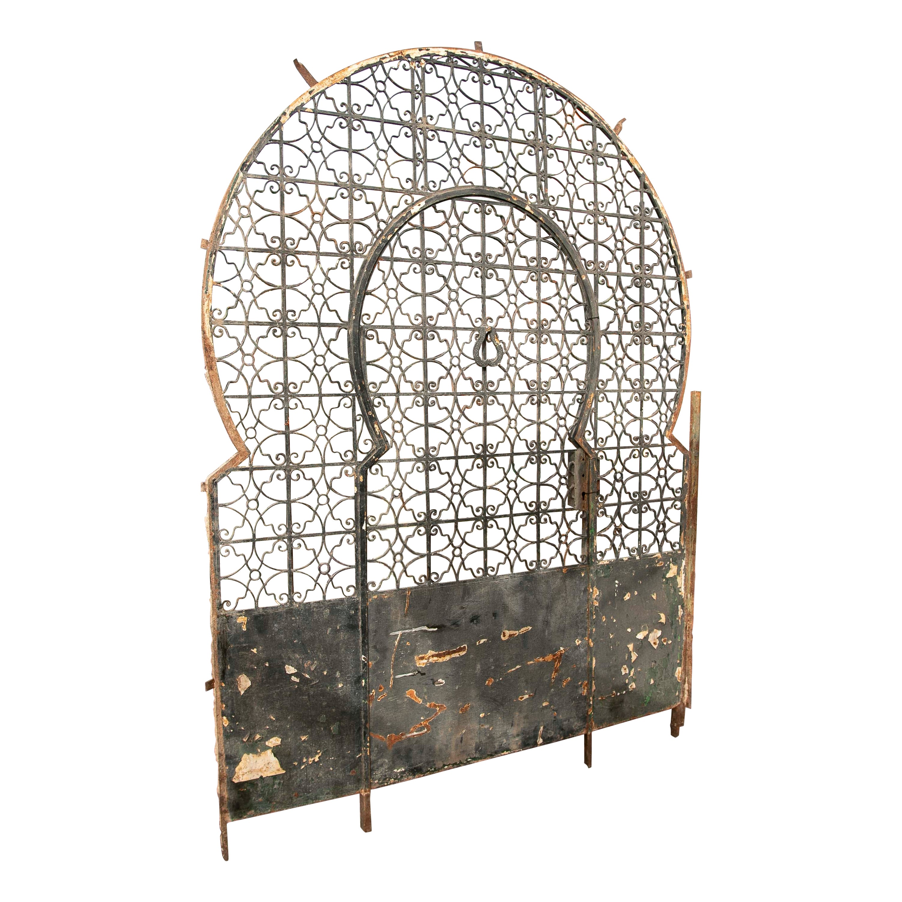 1950s Monumental Antique Wrought-iron Gate with an Arch and Openwork Decoration