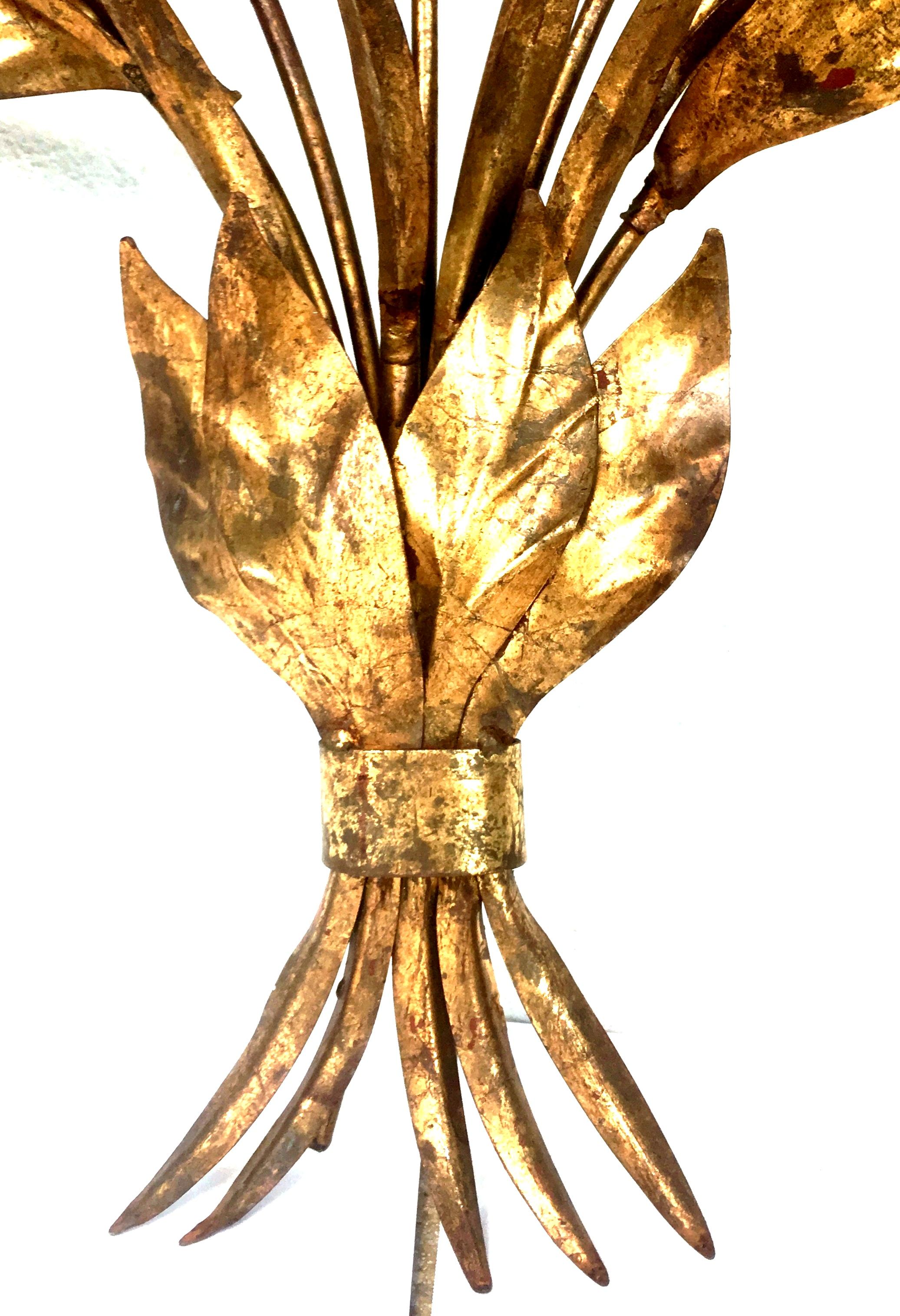 1950'S Monumental Italian Gold Leaf Floral Sheaf Wall Sculpture By Florentia For Sale 2