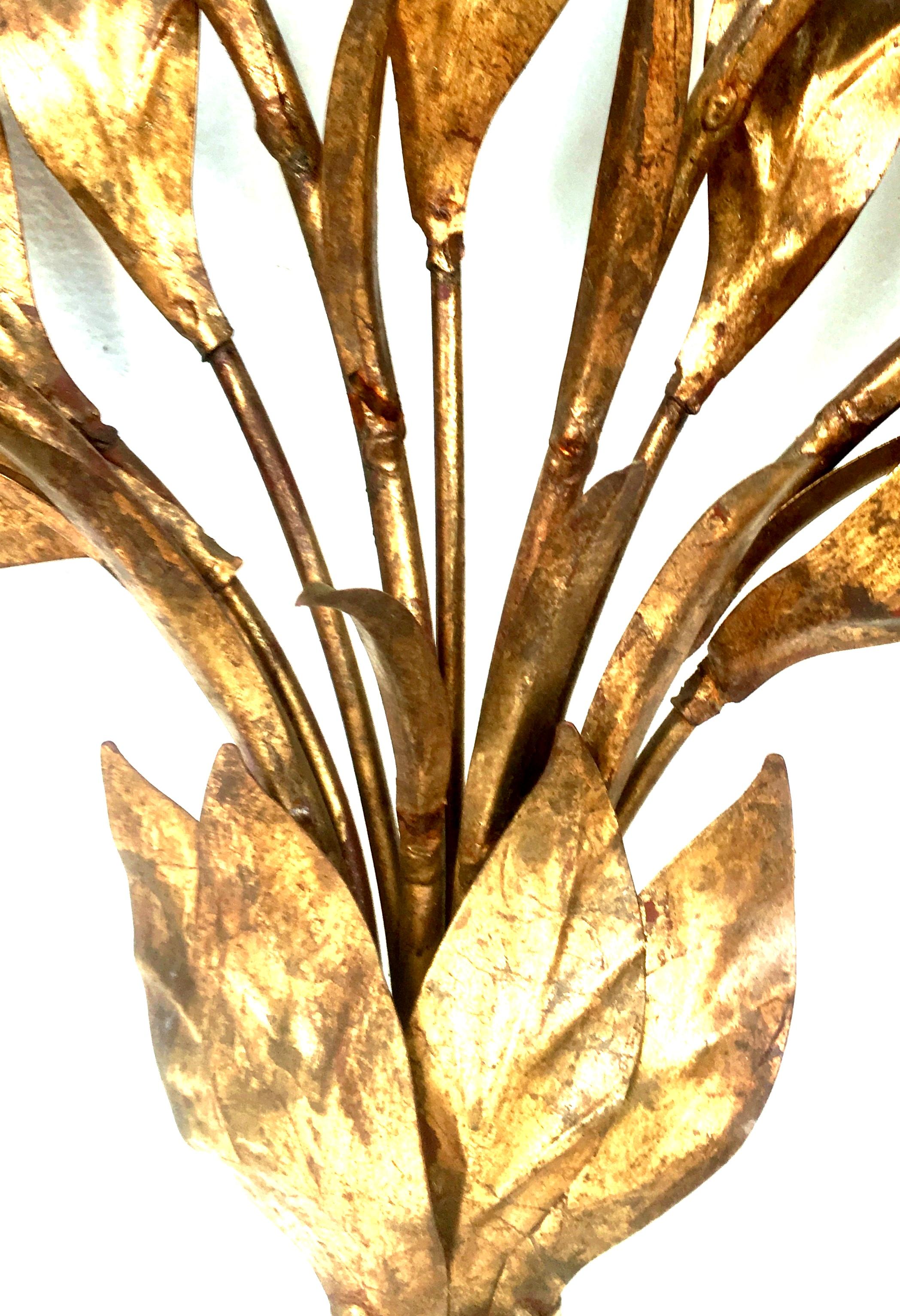 1950'S Monumental Italian Gold Leaf Floral Sheaf Wall Sculpture By Florentia For Sale 1