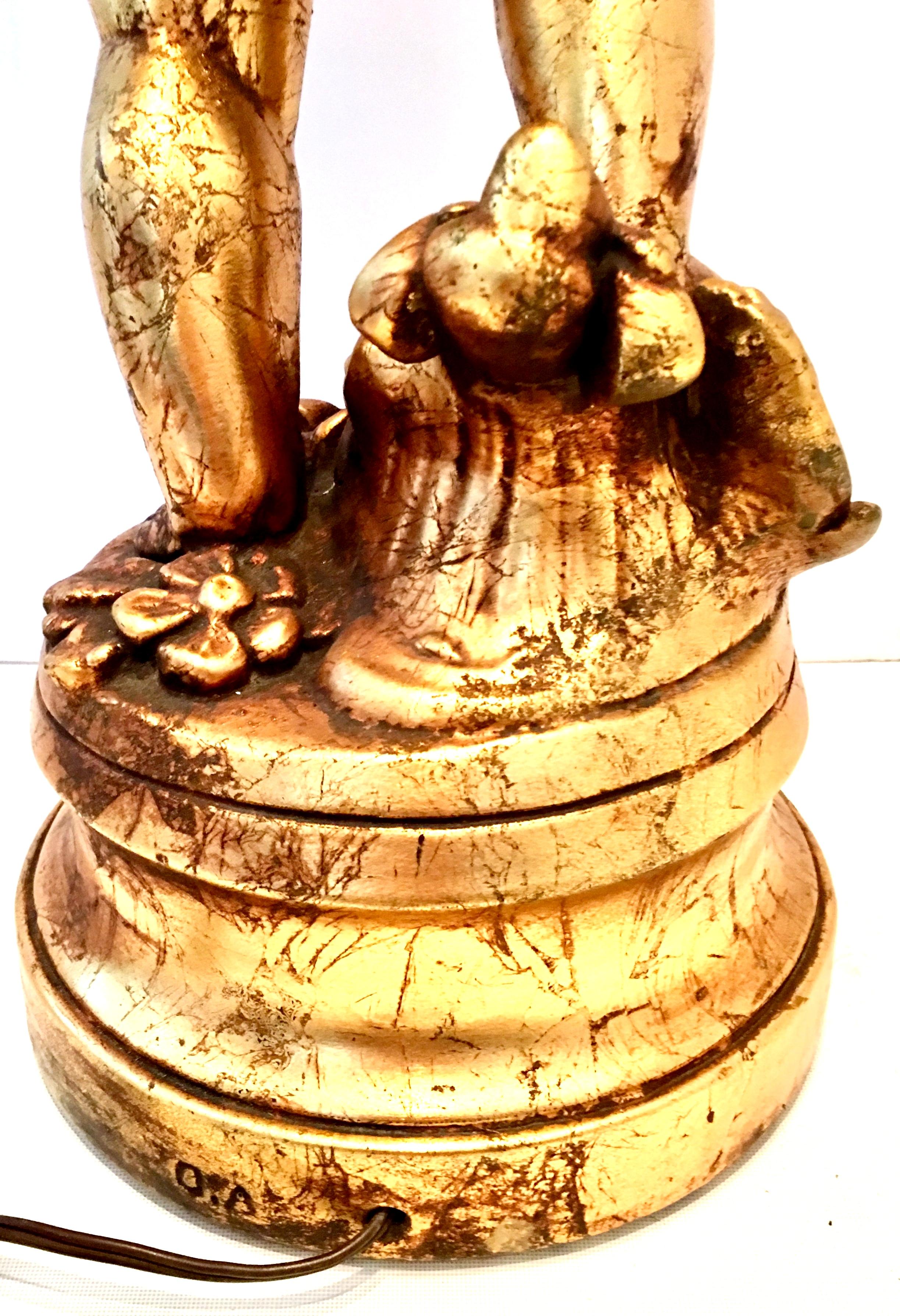 1950'S Monumental Neoclassical Style Gold Figural Putti Lamp & Gilt Shade 13