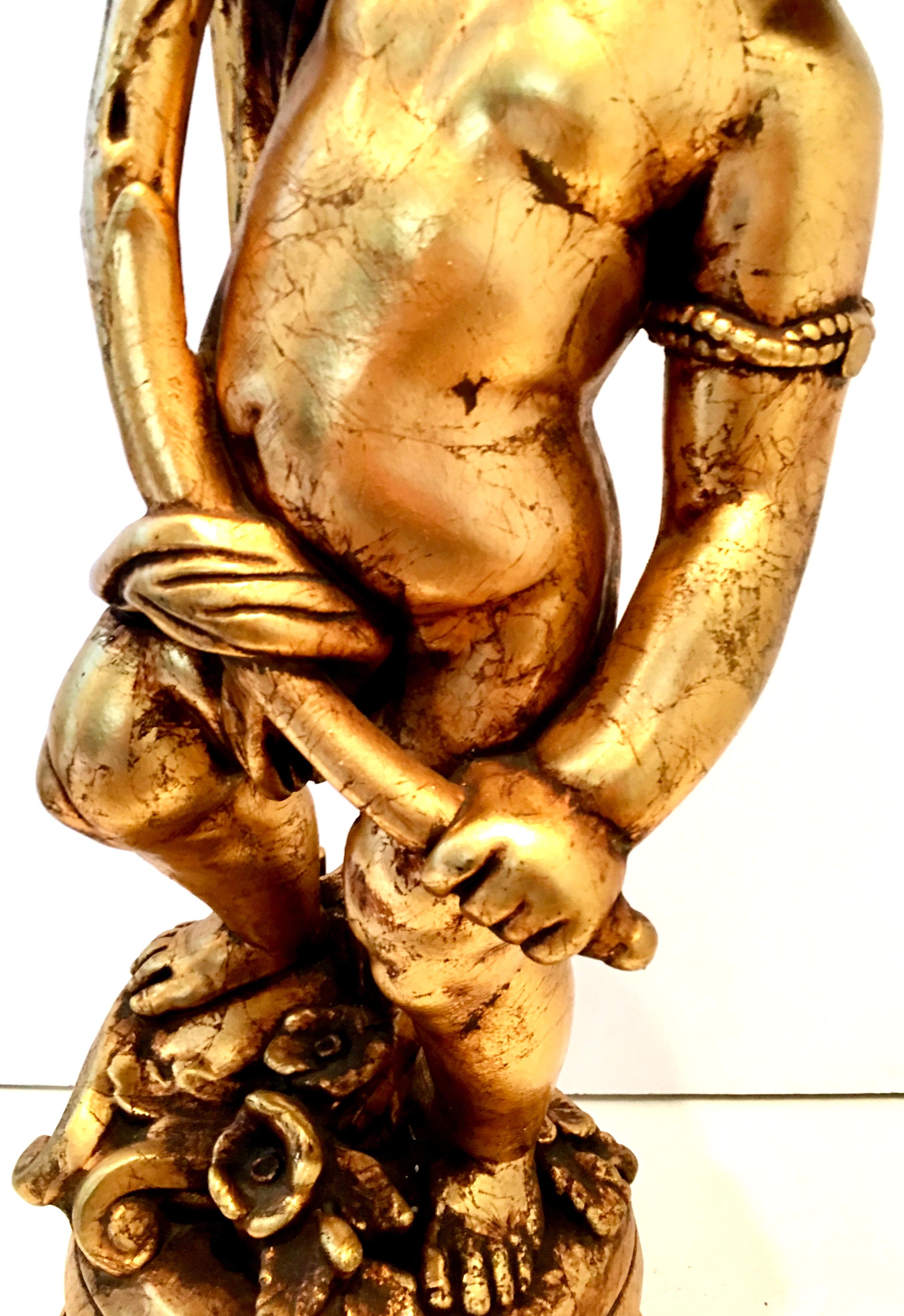 1950'S Monumental Neoclassical Style Gold Figural Putti Lamp & Gilt Shade 6