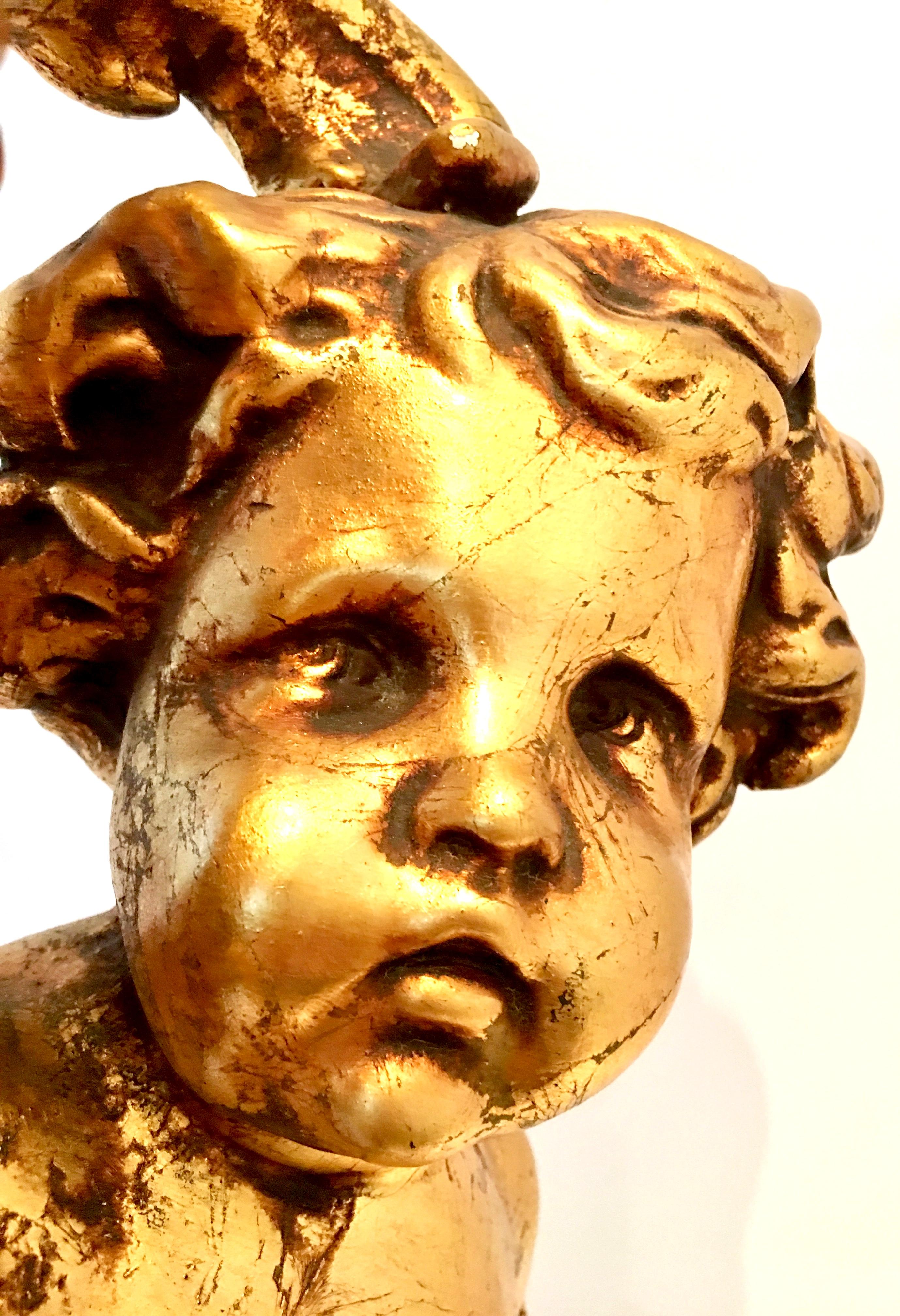 1950'S Monumental Neoclassical Style Gold Figural Putti Lamp & Gilt Shade 10