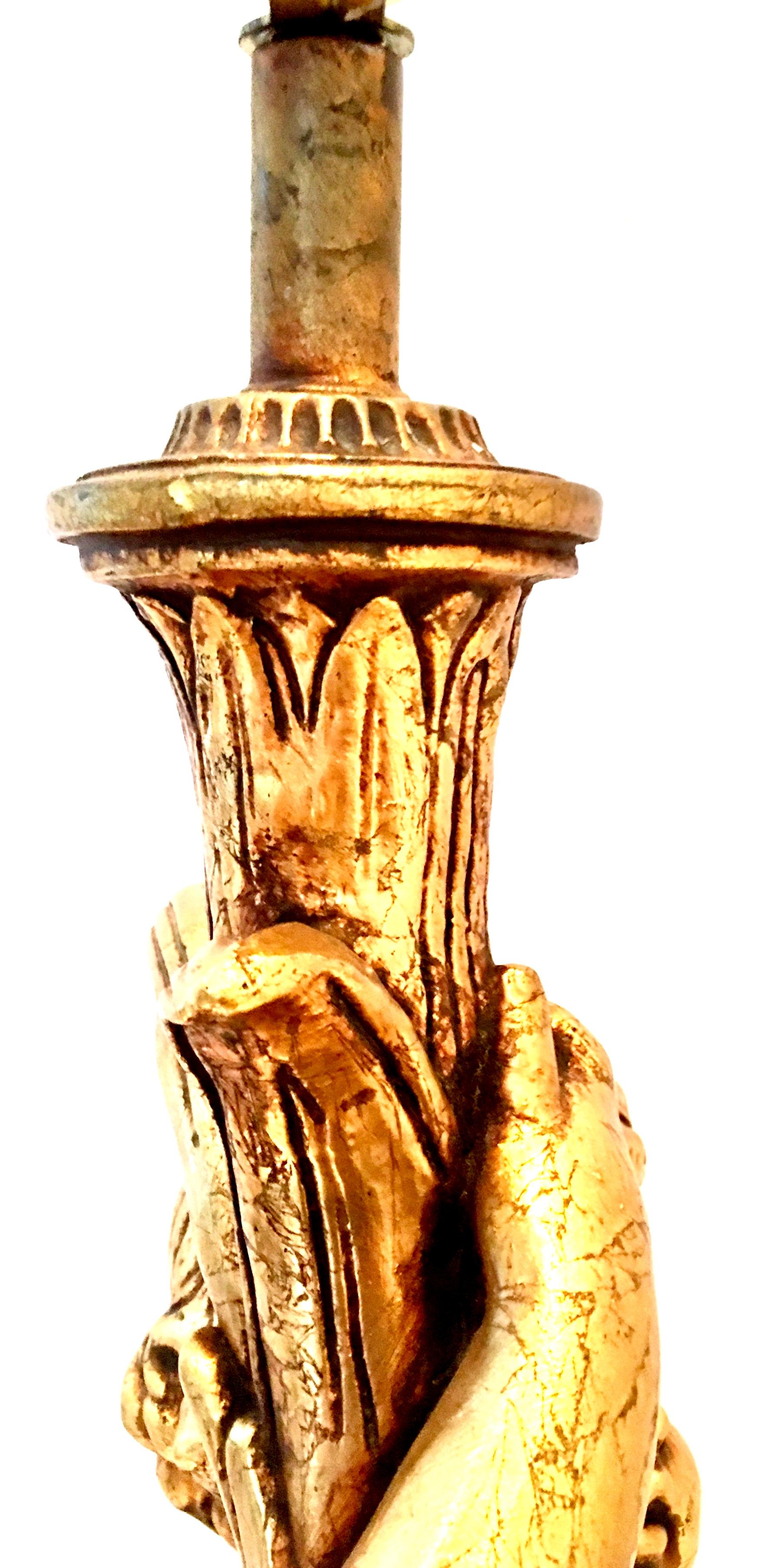 1950'S Monumental Neoclassical Style Gold Figural Putti Lamp & Gilt Shade 12