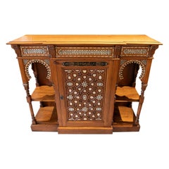 1950s Moorish Sideboard with Geometric Marquetry and Decorative Arches