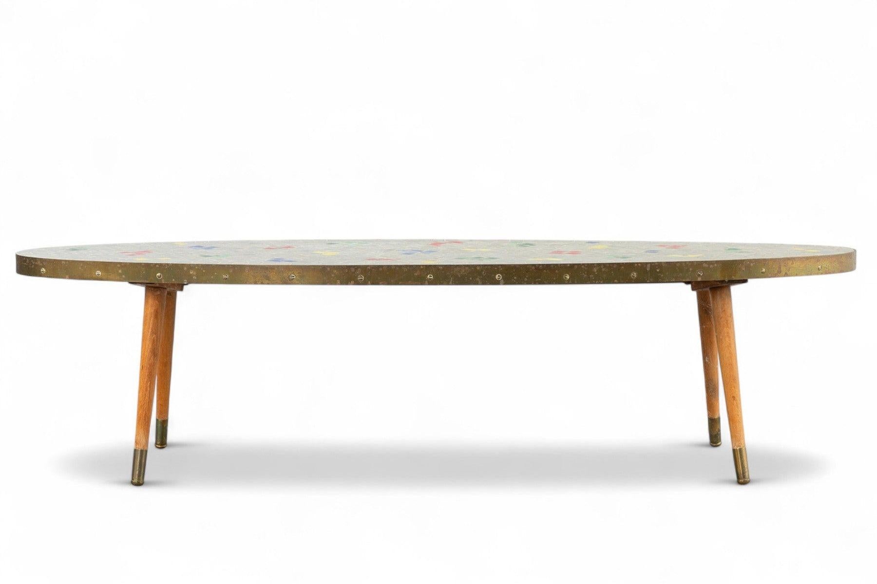 Danois Table basse / banc à fleurs en mosaïque des années 1950 en vente