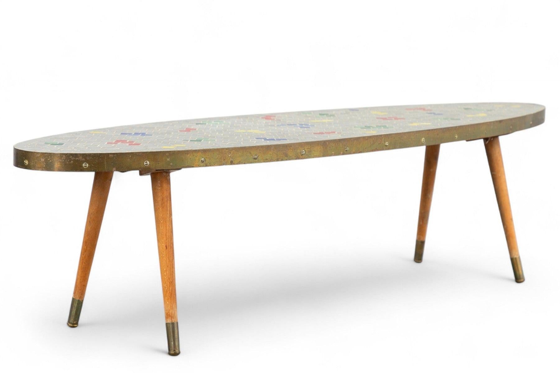 Table basse / banc à fleurs en mosaïque des années 1950 Bon état - En vente à Berkeley, CA