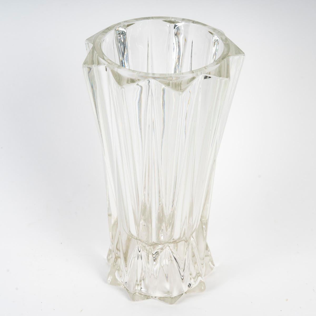 Mid-Century Modern 1950's Moulded Glass Vase. For Sale