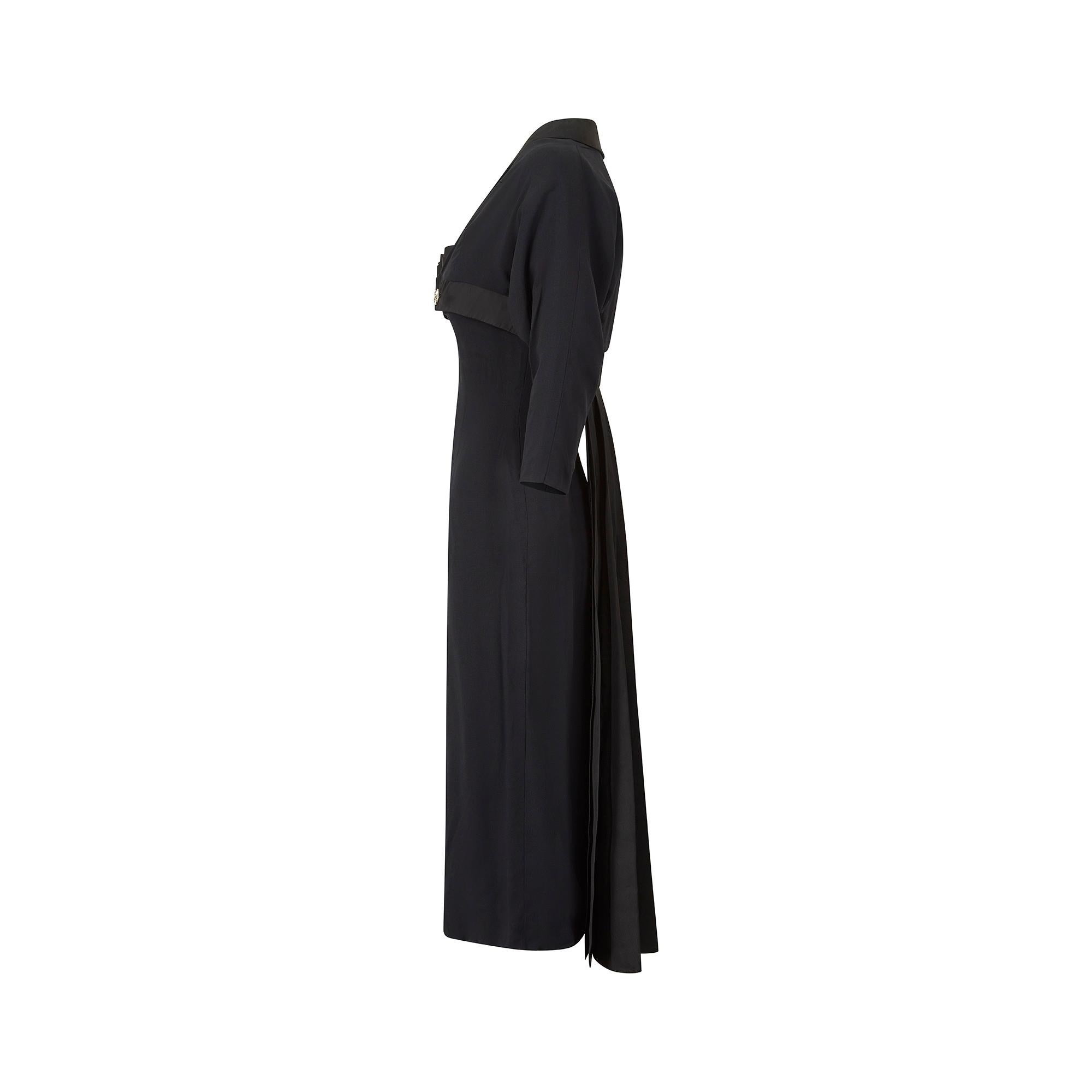 1950s Mr John Couture Black Crepe Shift Dress and Jacket In Excellent Condition For Sale In London, GB