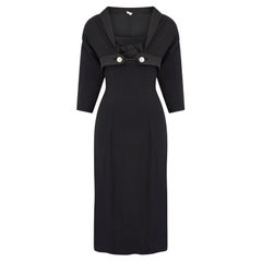 Used 1950s Mr John Couture Black Crepe Shift Dress and Jacket