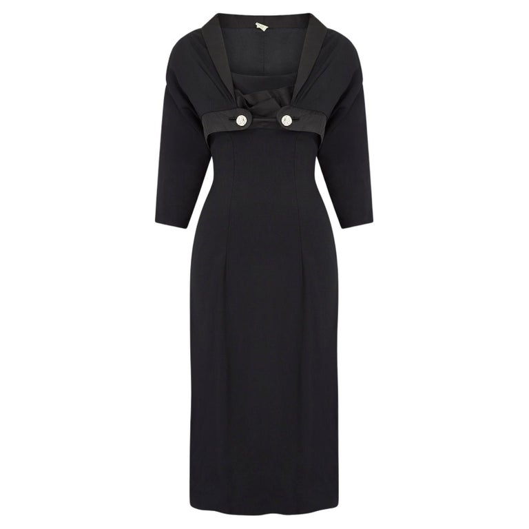 1950s Mr John Couture Black Crepe Shift Dress and Jacket