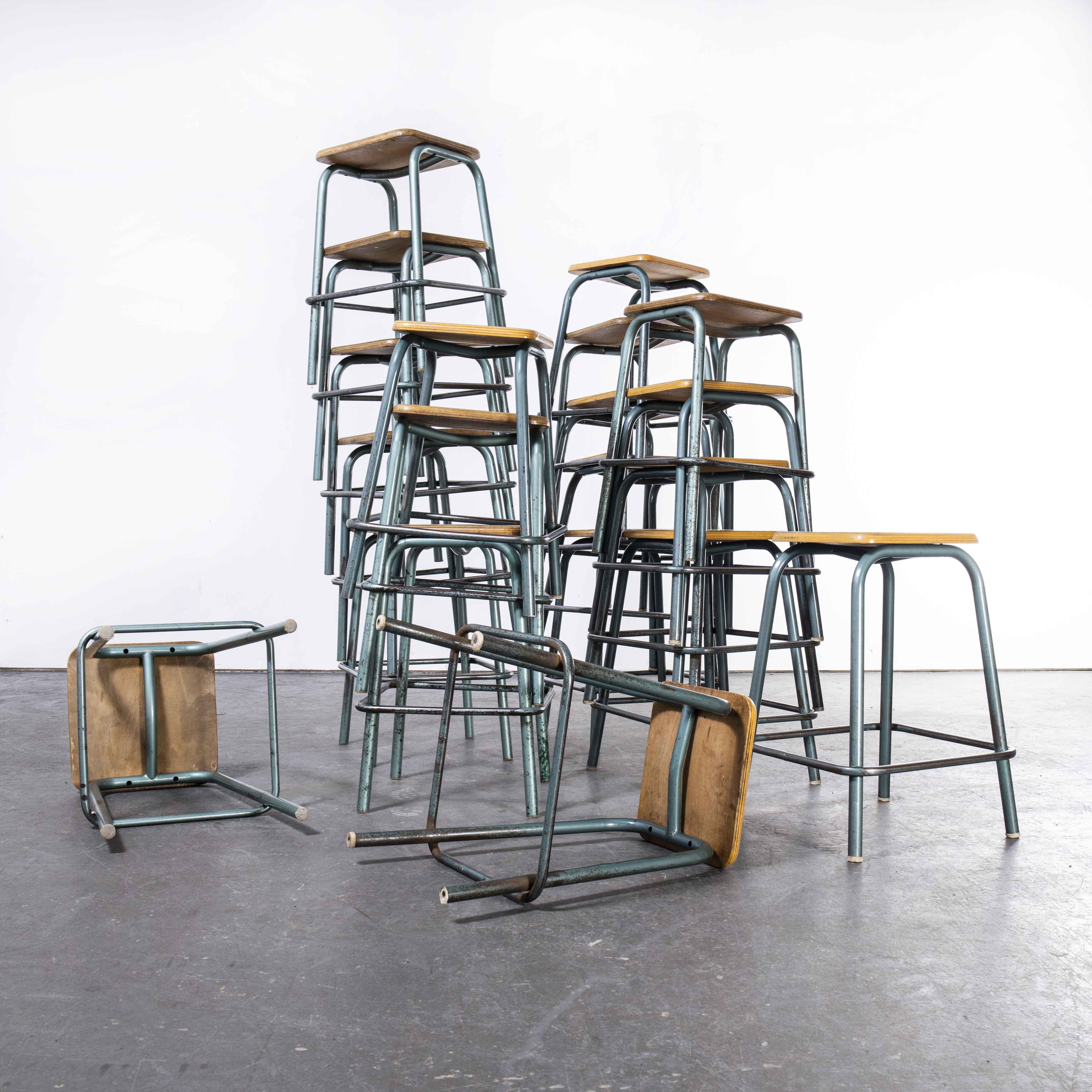 1950's Mullca French Stools, Aqua Square Seat, Various Quantities Available For Sale 4