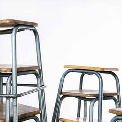 1950's Mullca French Stools - Aqua Square Seat