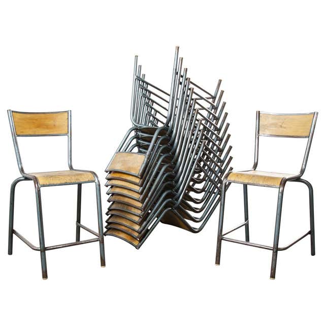 1960's French Mullca Vintage Stacking Laboratory Stool, Red, Set of ...