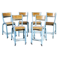1950's Mullca High Laboratory Stacking Dining Chairs, Blue, Set of Fourteen