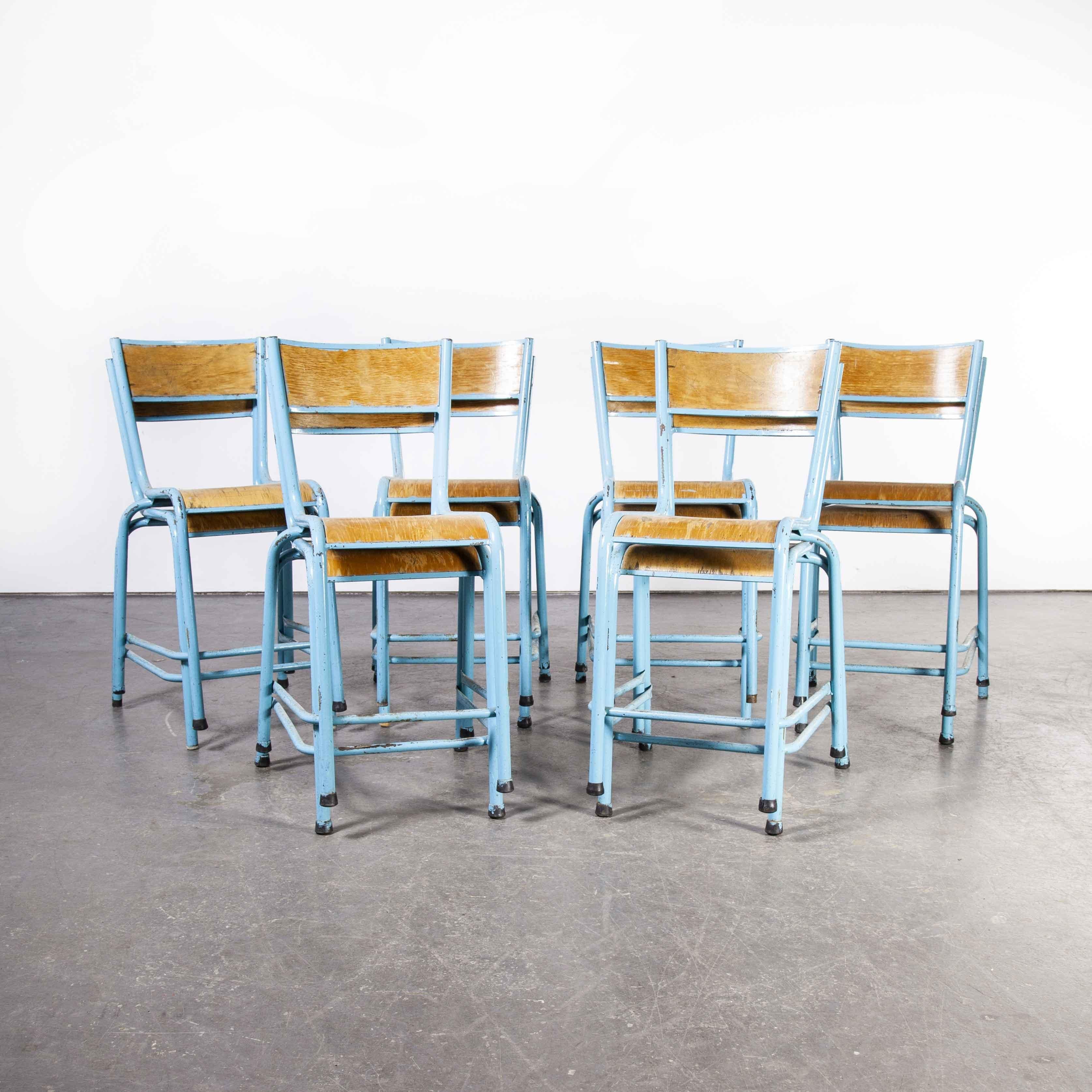 1950s Mullca High Laboratory Stacking Dining Chairs, Blue, Set of Twelve For Sale 1