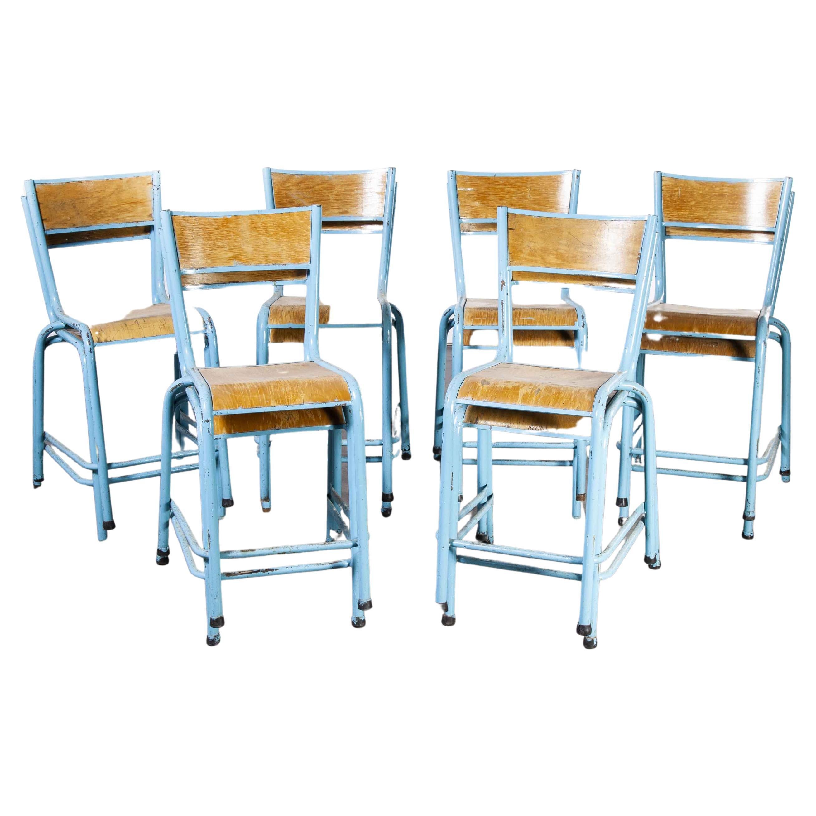 1950s Mullca High Laboratory Stacking Dining Chairs, Blue, Set of Twelve