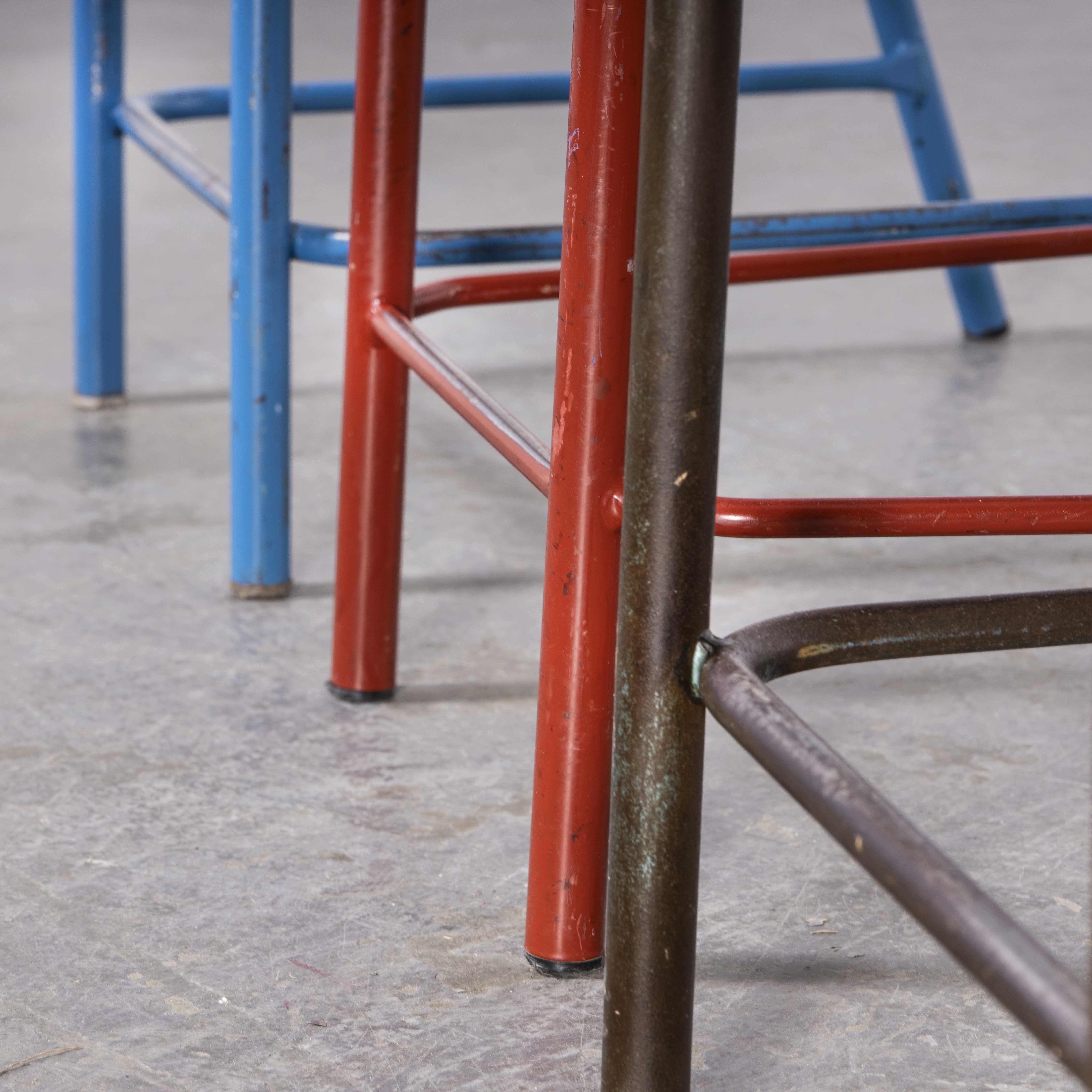 Mid-20th Century 1950's Mullca High Laboratory Stacking Dining Chairs, Set Of Three For Sale