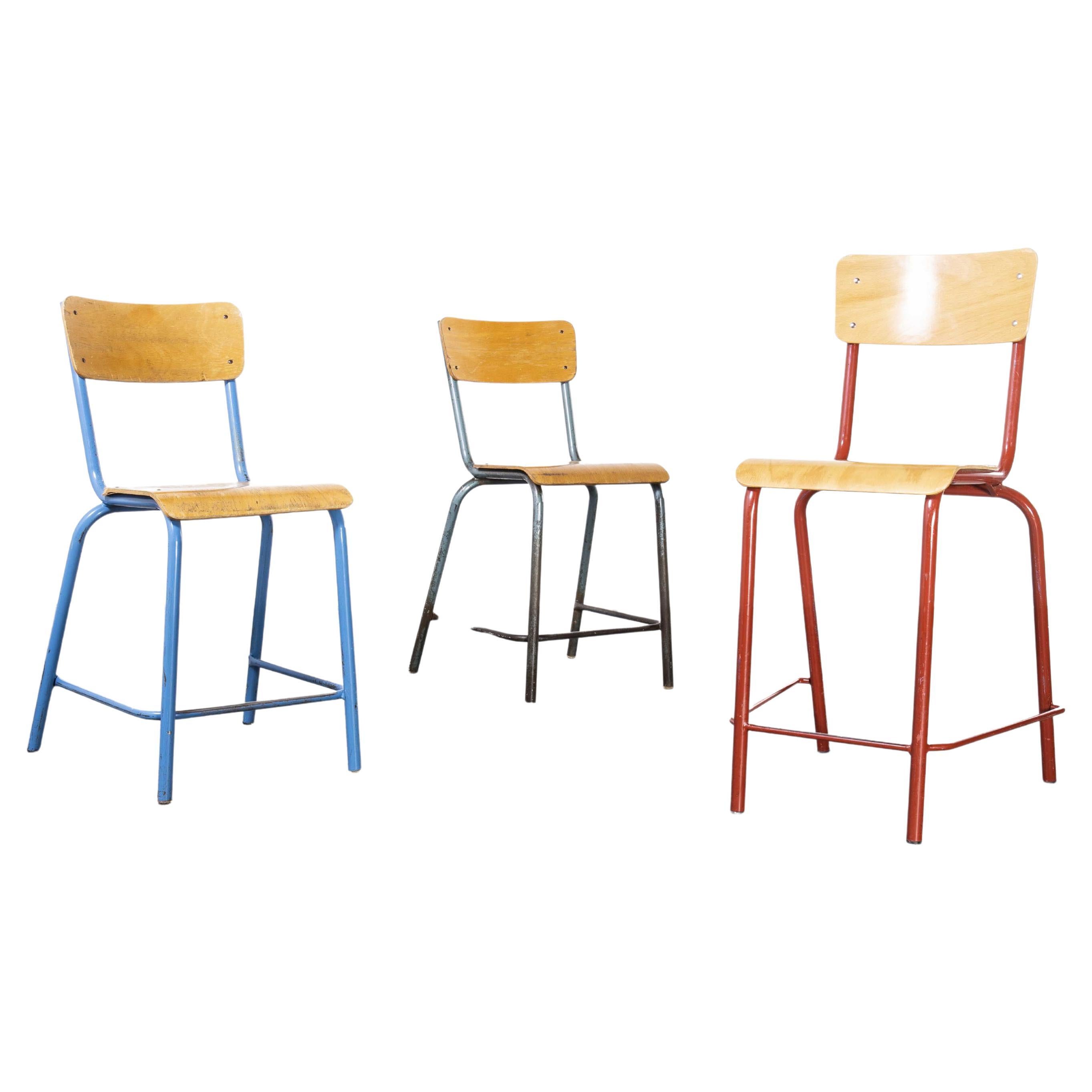 1950's Mullca High Laboratory Stacking Dining Chairs, Set Of Three For Sale