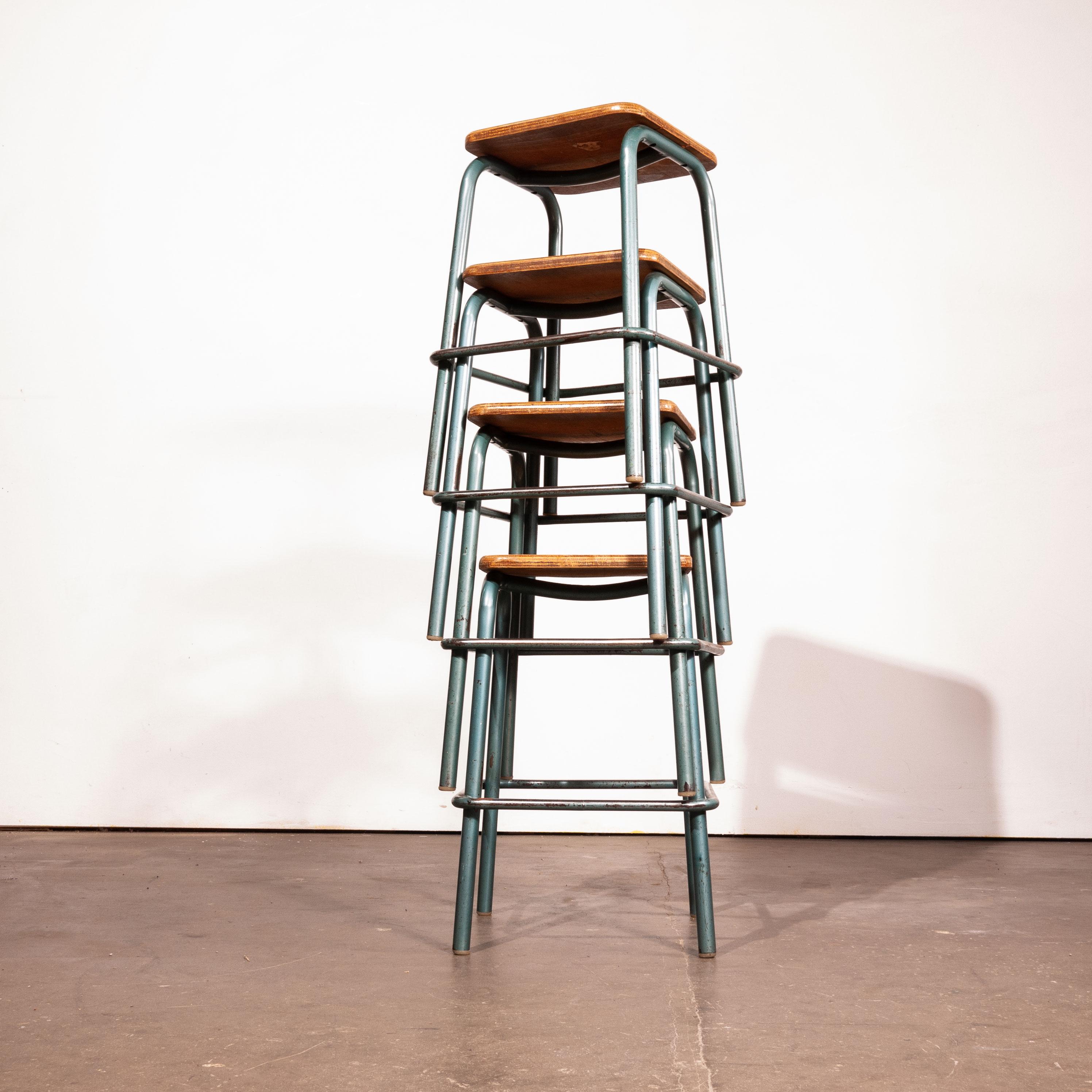 1950s Mullca Industrial French High Stacking Stools, Set of Four In Good Condition In Hook, Hampshire