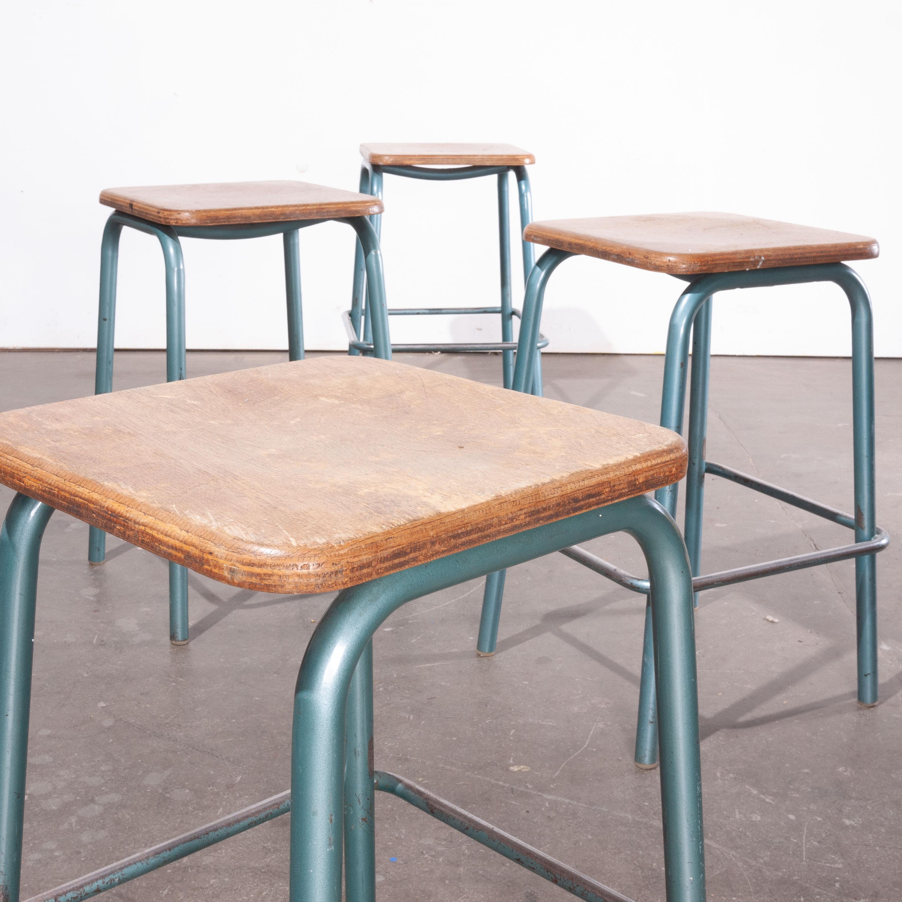 Birch 1950s Mullca Industrial French High Stacking Stools, Set of Four