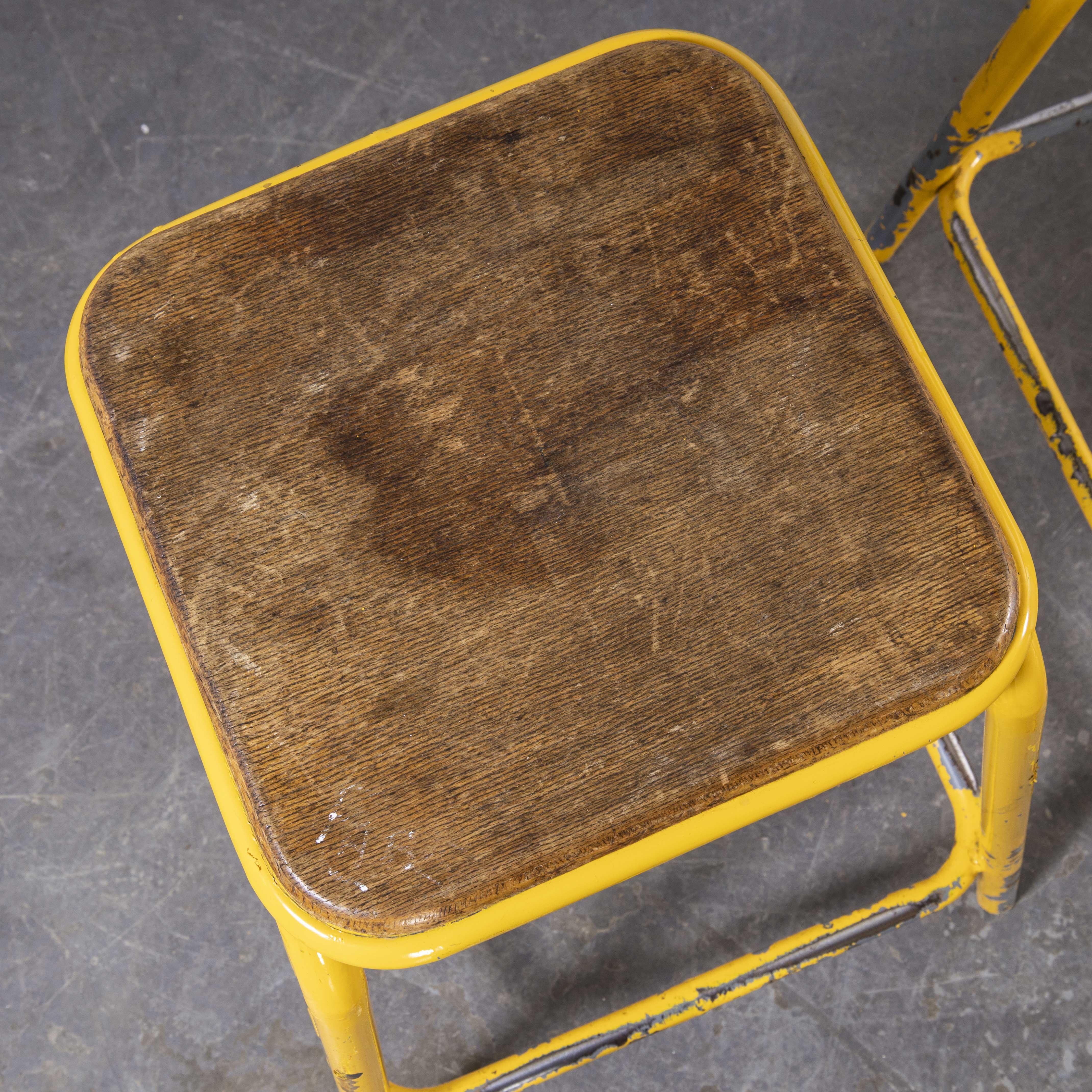 1950’s Mullca industrial French stacking high stools – set of four
1950?s Mullca industrial French stacking high stools – set of four. We are huge fans of the French company Mullca and these wonderful stools in wonderful aged condition, are getting