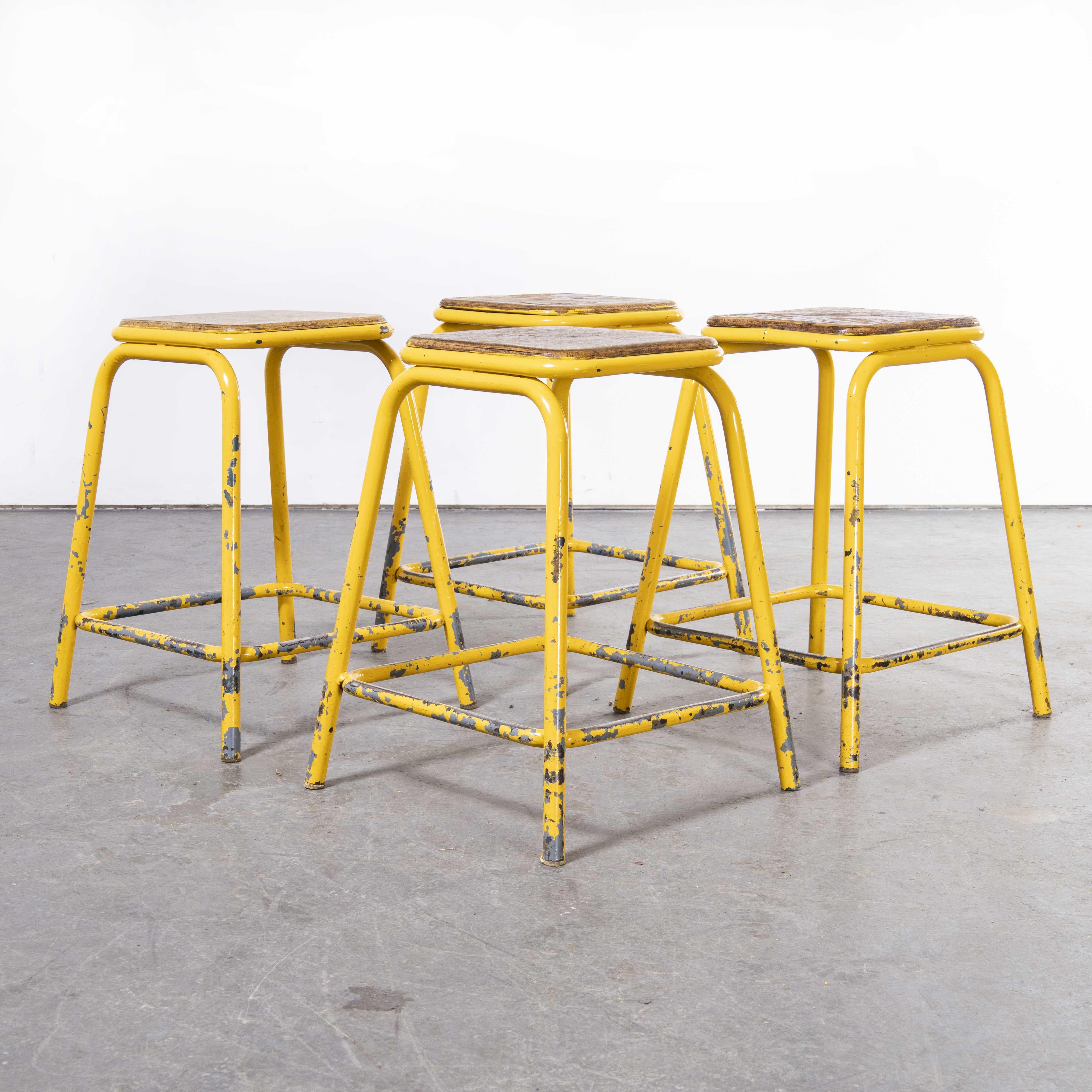 1950’s Mullca Industrial French Stacking High Stools, Set of Four 1
