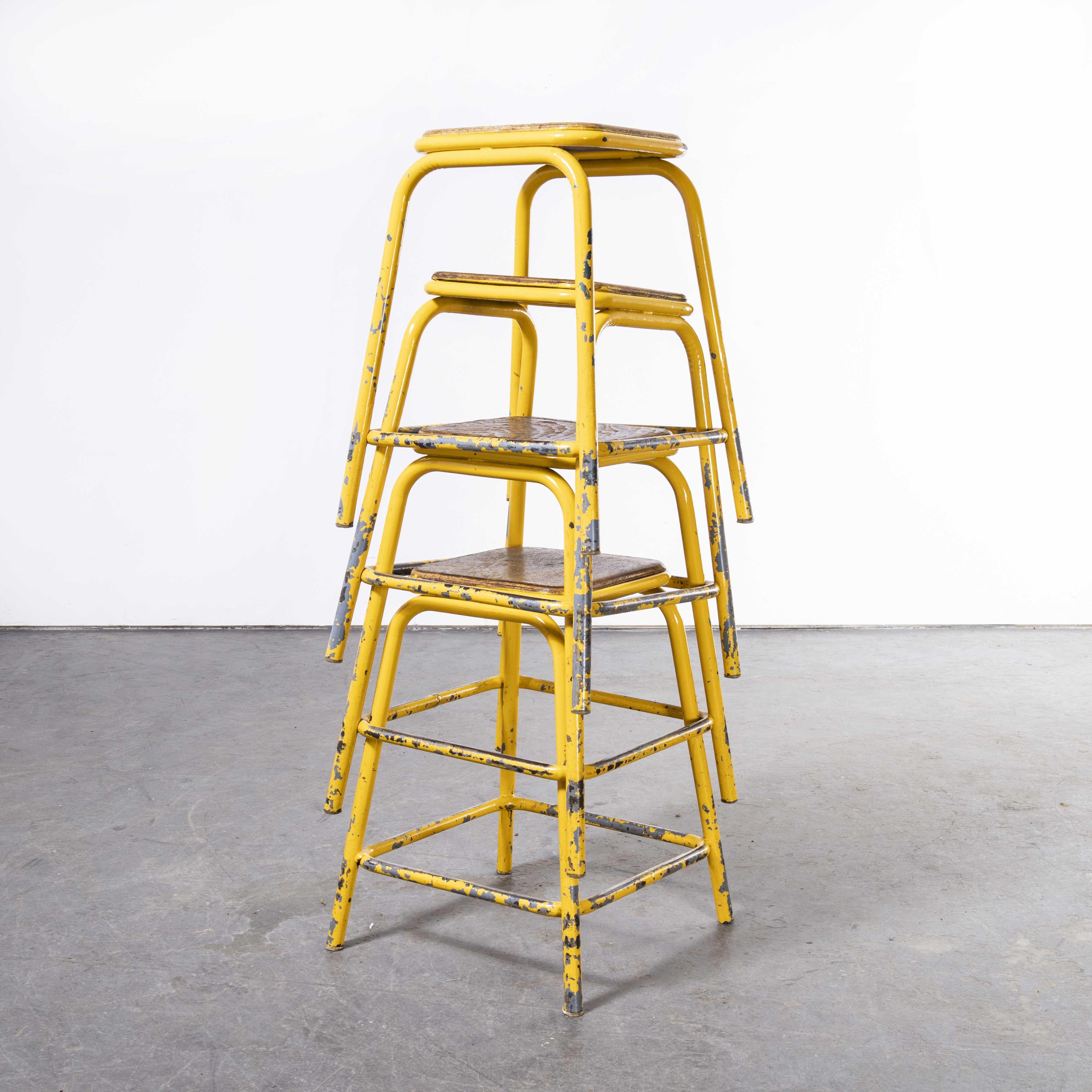 1950’s Mullca Industrial French Stacking High Stools, Set of Four 2