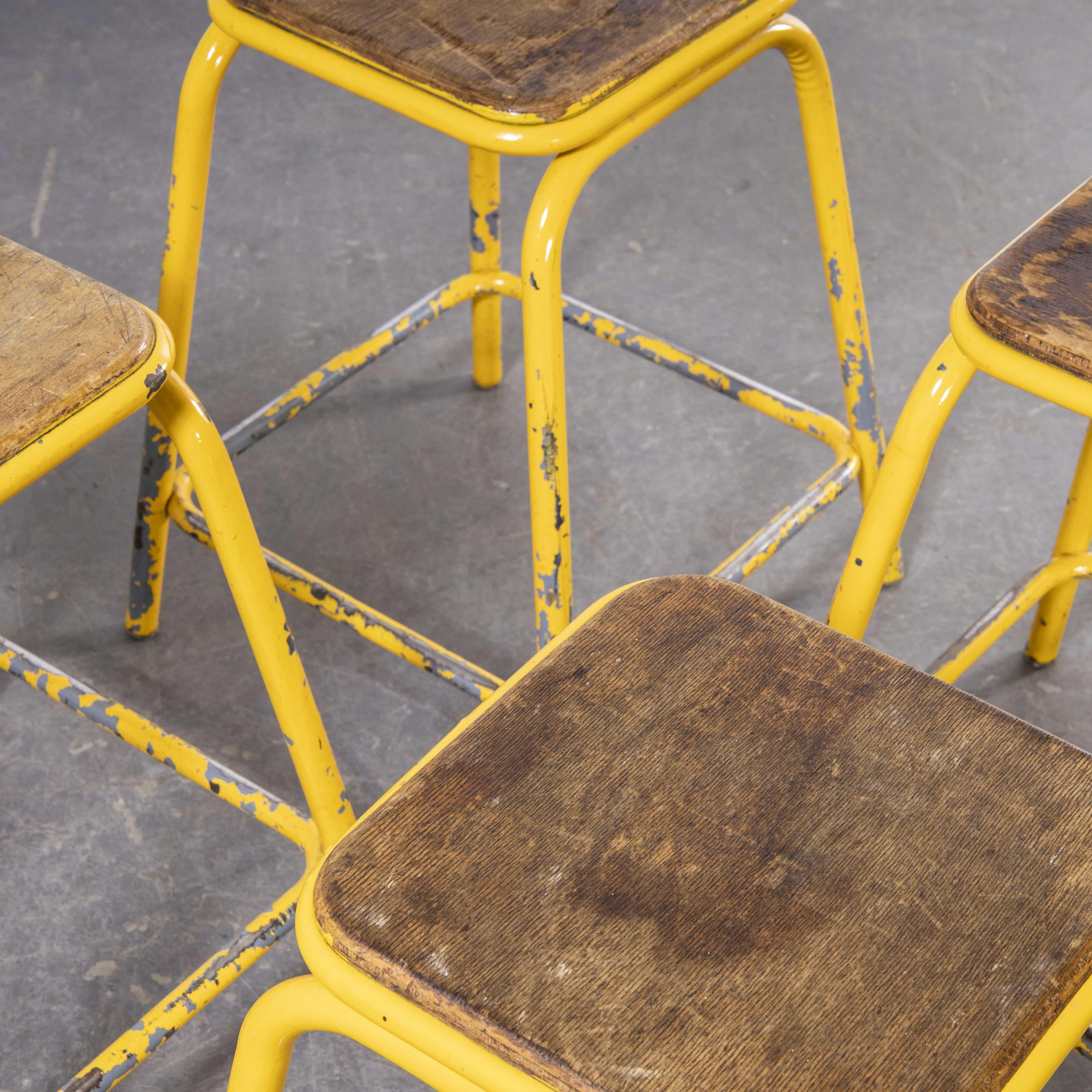 1950’s Mullca Industrial French Stacking High Stools, Set of Four 3