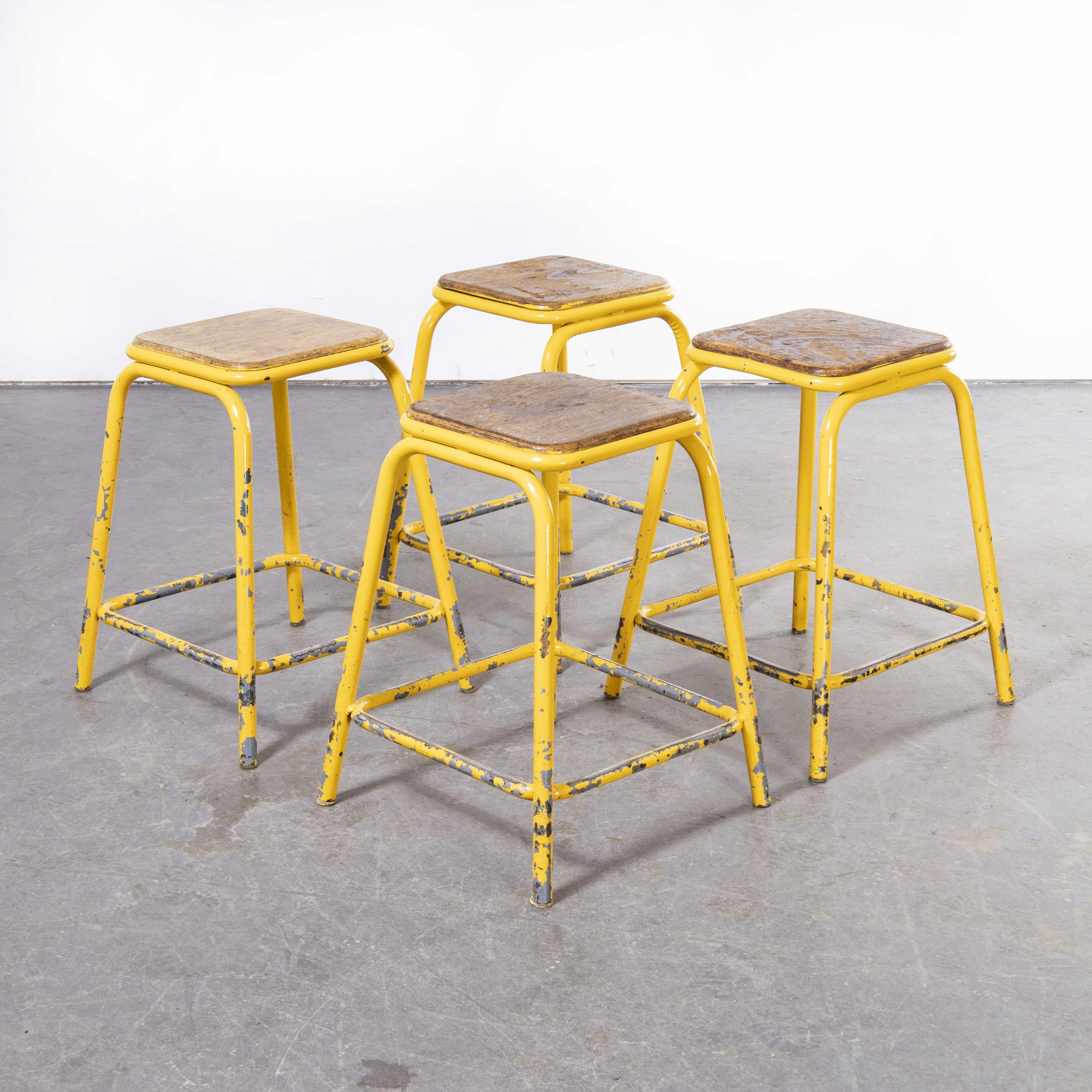1950’s Mullca Industrial French Stacking High Stools, Set of Four 4
