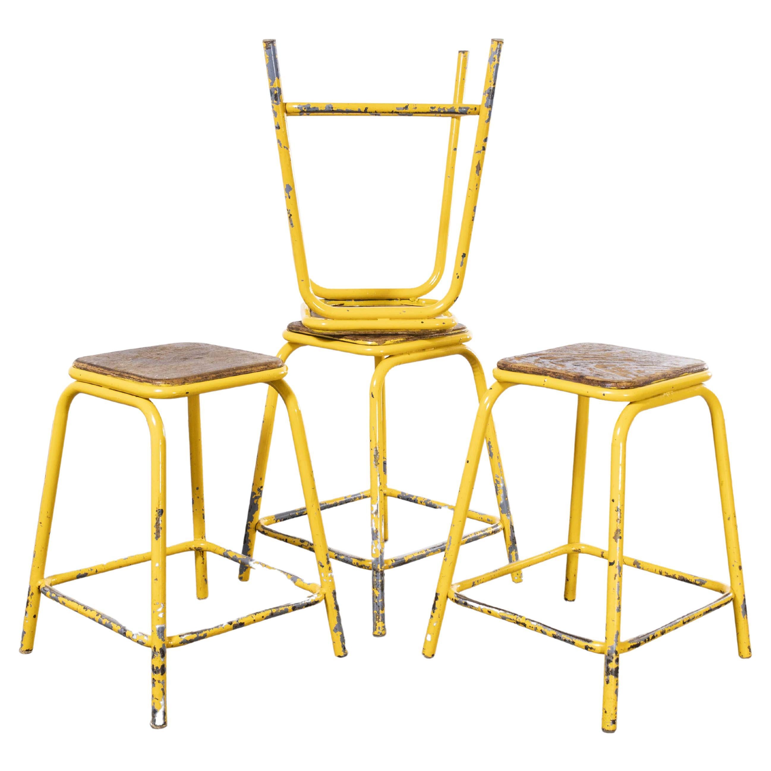 1950’s Mullca Industrial French Stacking High Stools, Set of Four