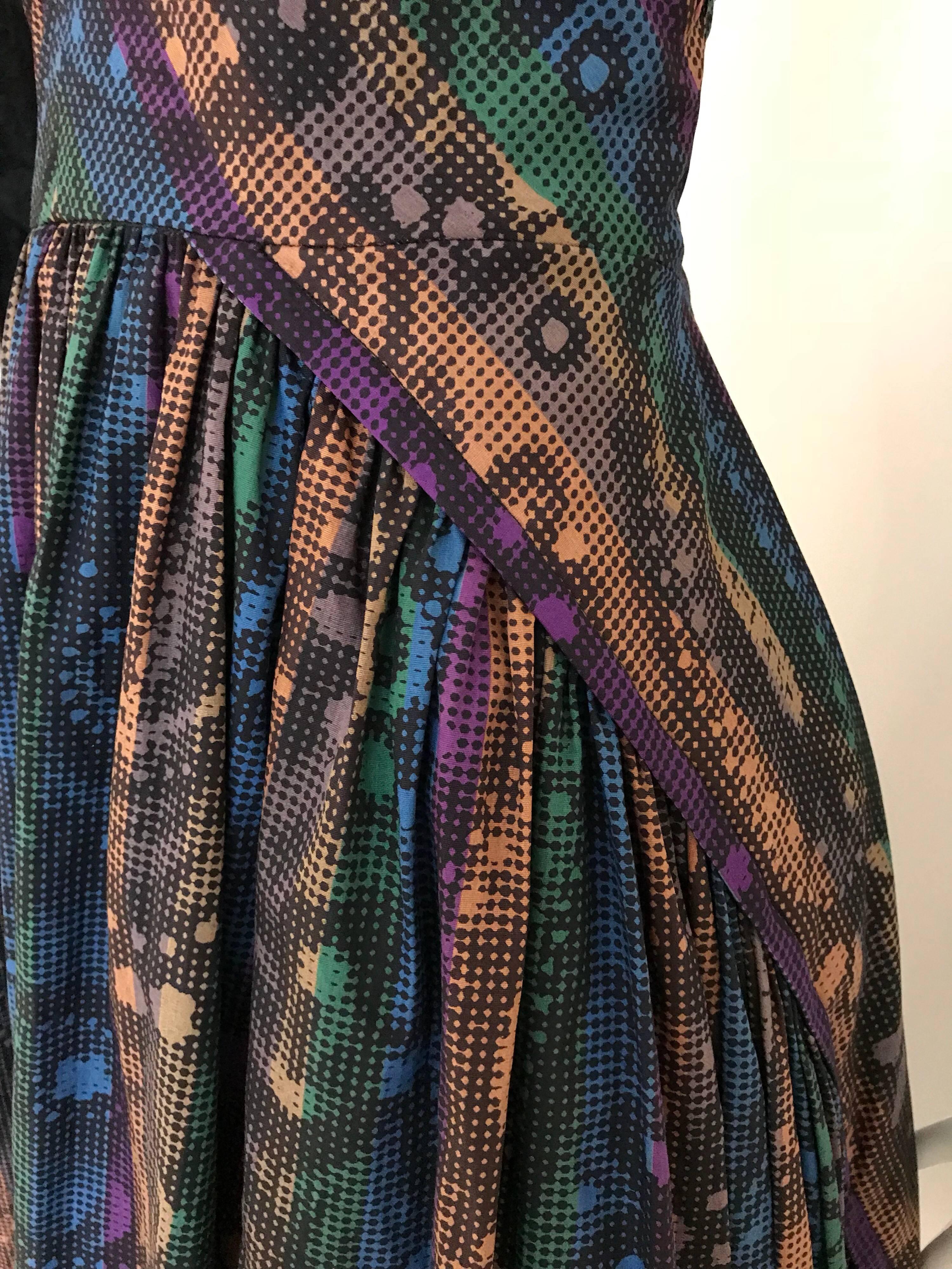 Women's 1950s Multi Color Print Cotton Summer Dress