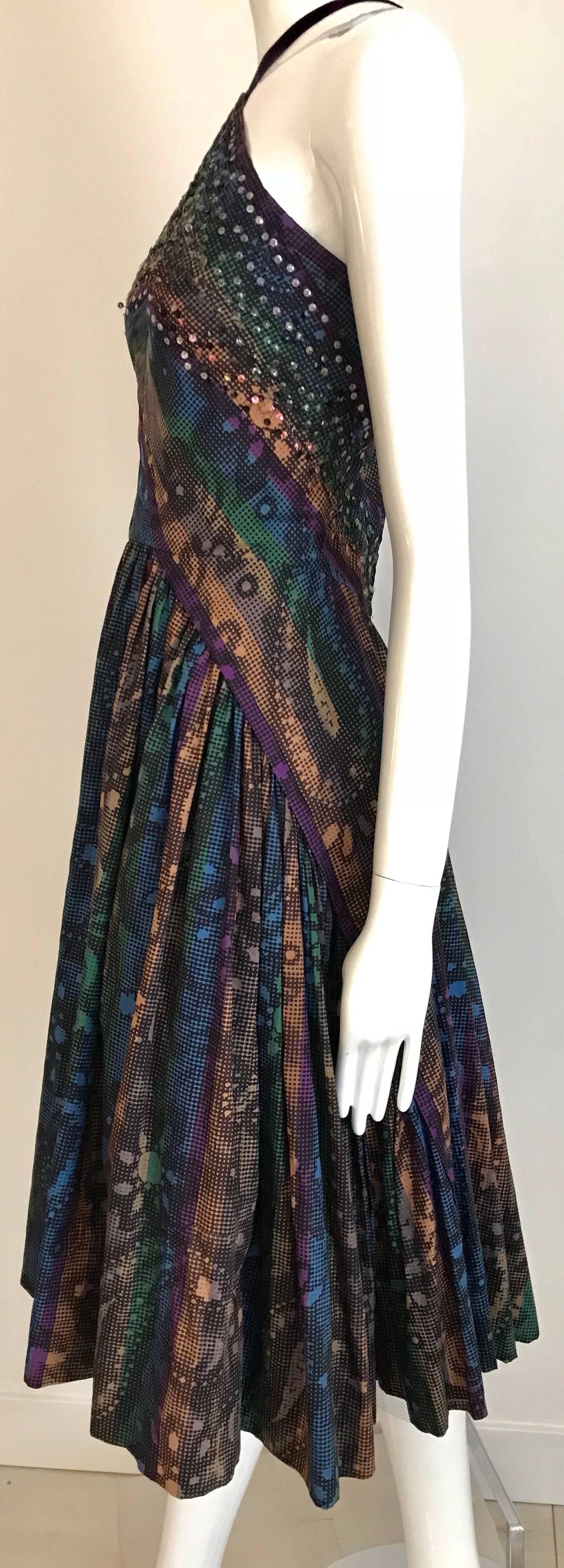 1950s Multi Color Print Cotton Summer Dress 2