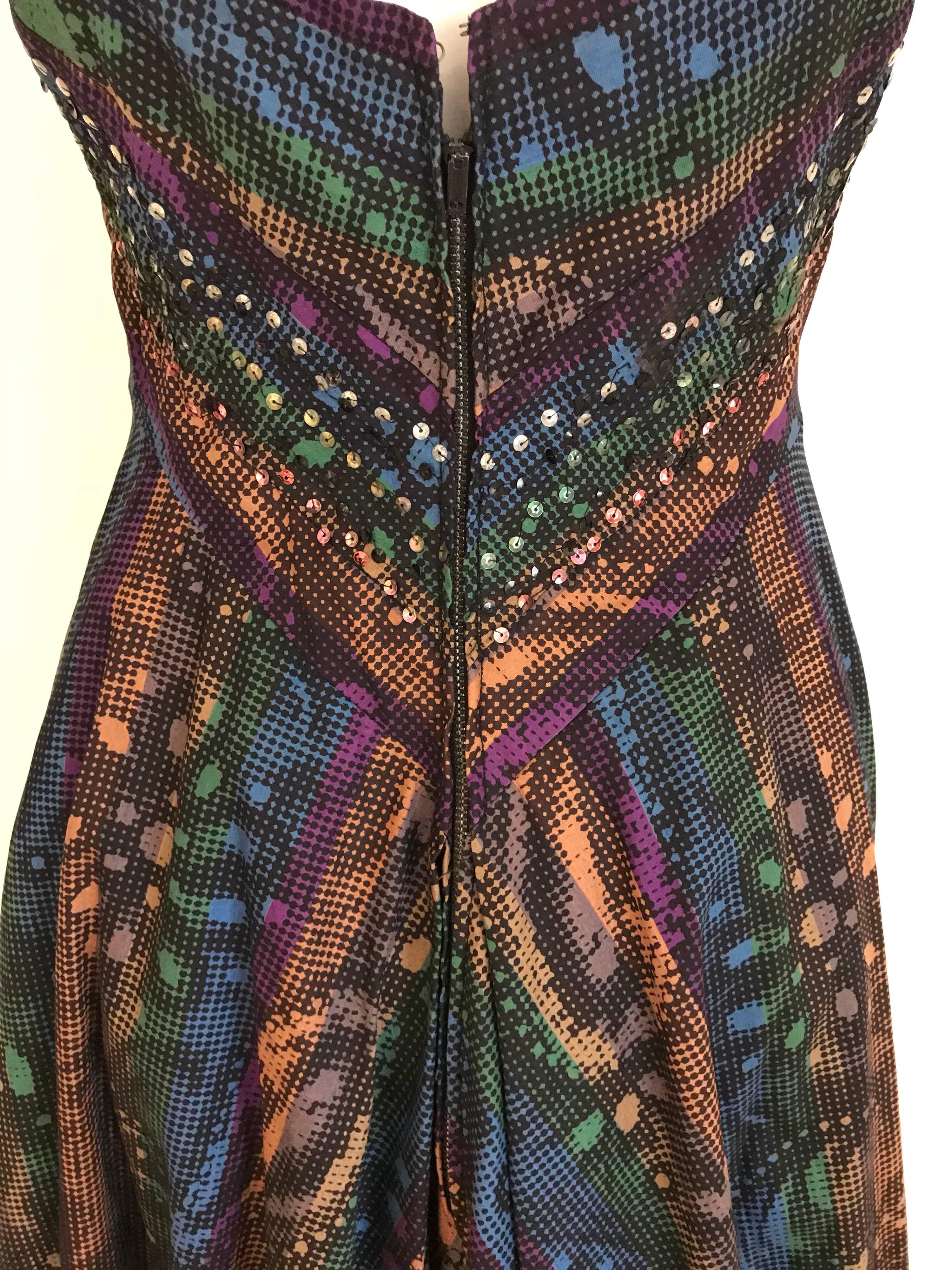 1950s Multi Color Print Cotton Summer Dress 3