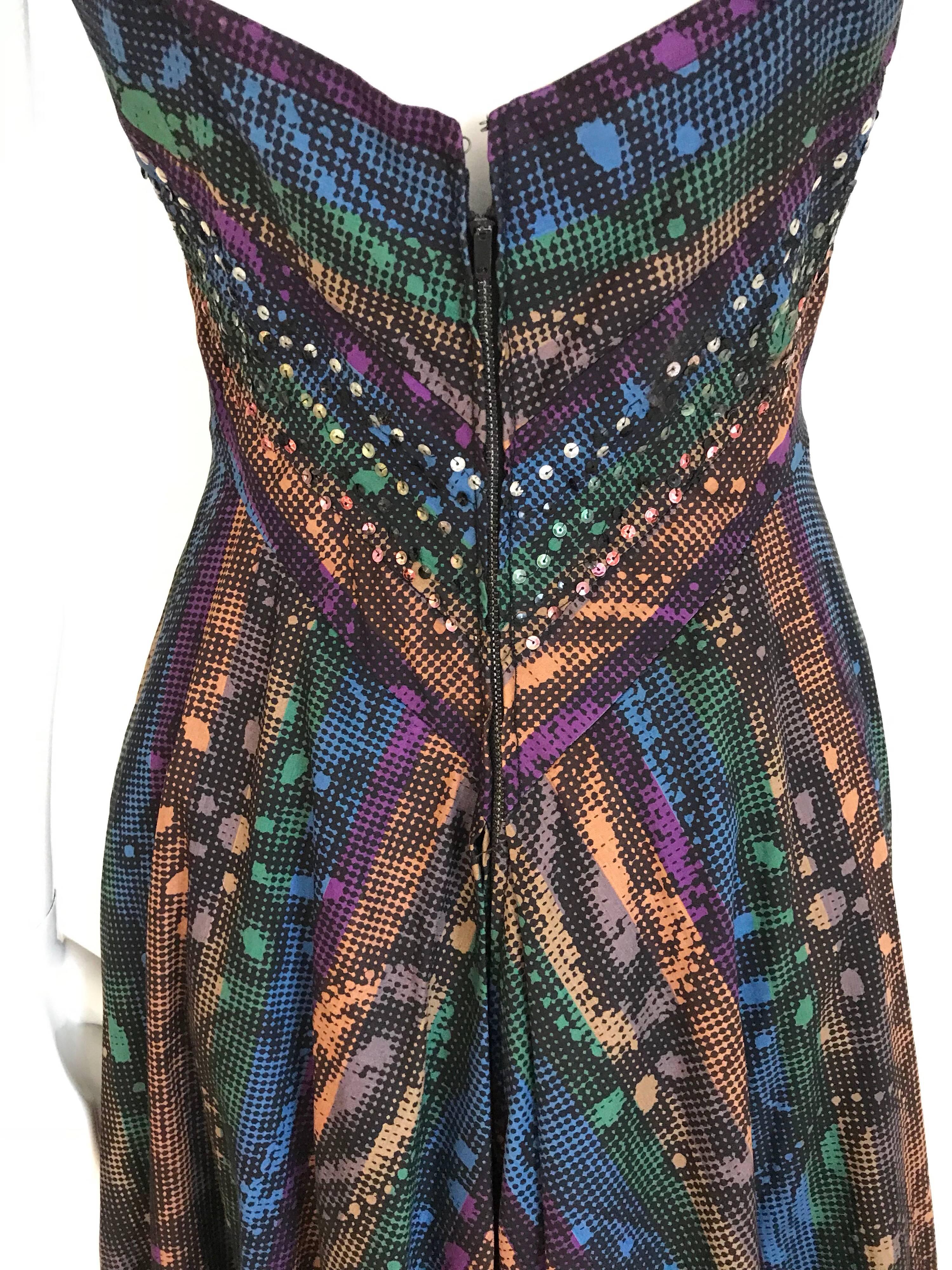 1950s Multi Color Print Cotton Summer Dress 4
