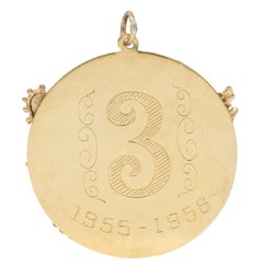 1950's Multi-Gem 14 Karat Yellow Gold Vintage Cupid Pendant Charm