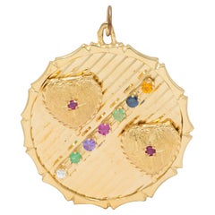 Ciondolo a forma di cuore con più gemme in oro giallo 14 carati vintage degli anni '50 Dearest Locket