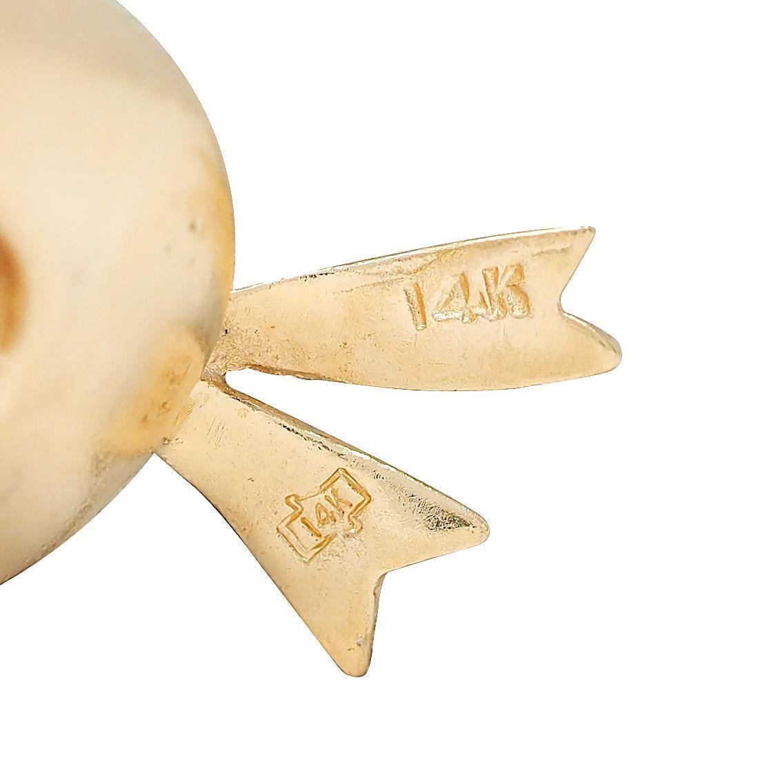 Women's or Men's 1950's Multi-Gem 14 Karat Yellow Gold Vintage Sun Hat Pendant Charm For Sale