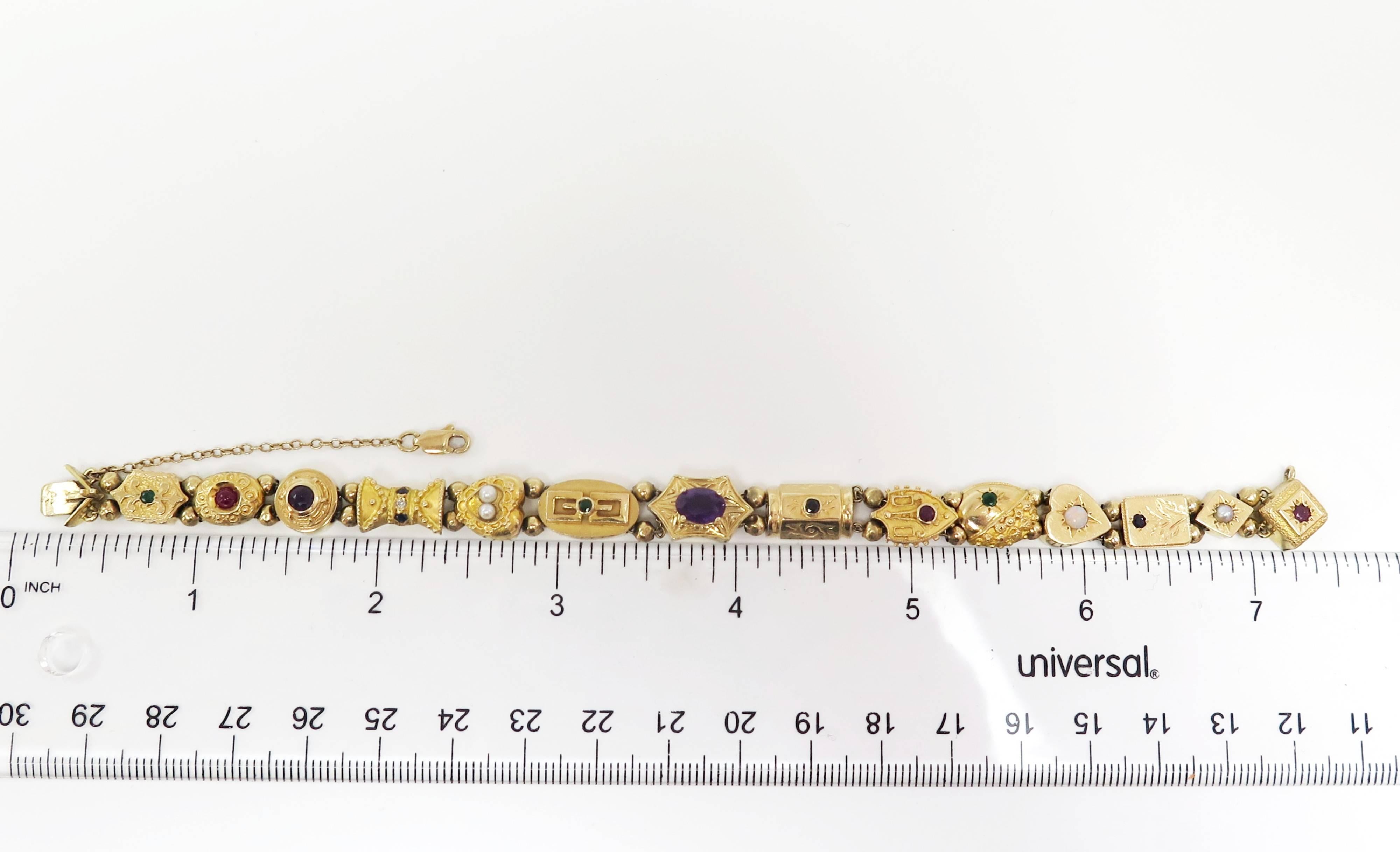 Women's or Men's 1950s Multi-Stone Slide Bracelet For Sale