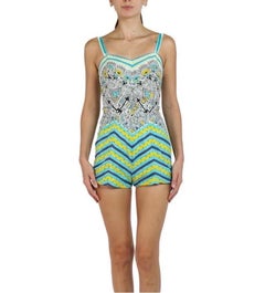 1950S Multicolor Ceeb Of Miami Sun Suit Swimsuit With Polynesian Pattern