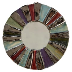 1950er Jahre Multicolor Sunburst-Keramikspiegel im Stil von Mithe Espelt