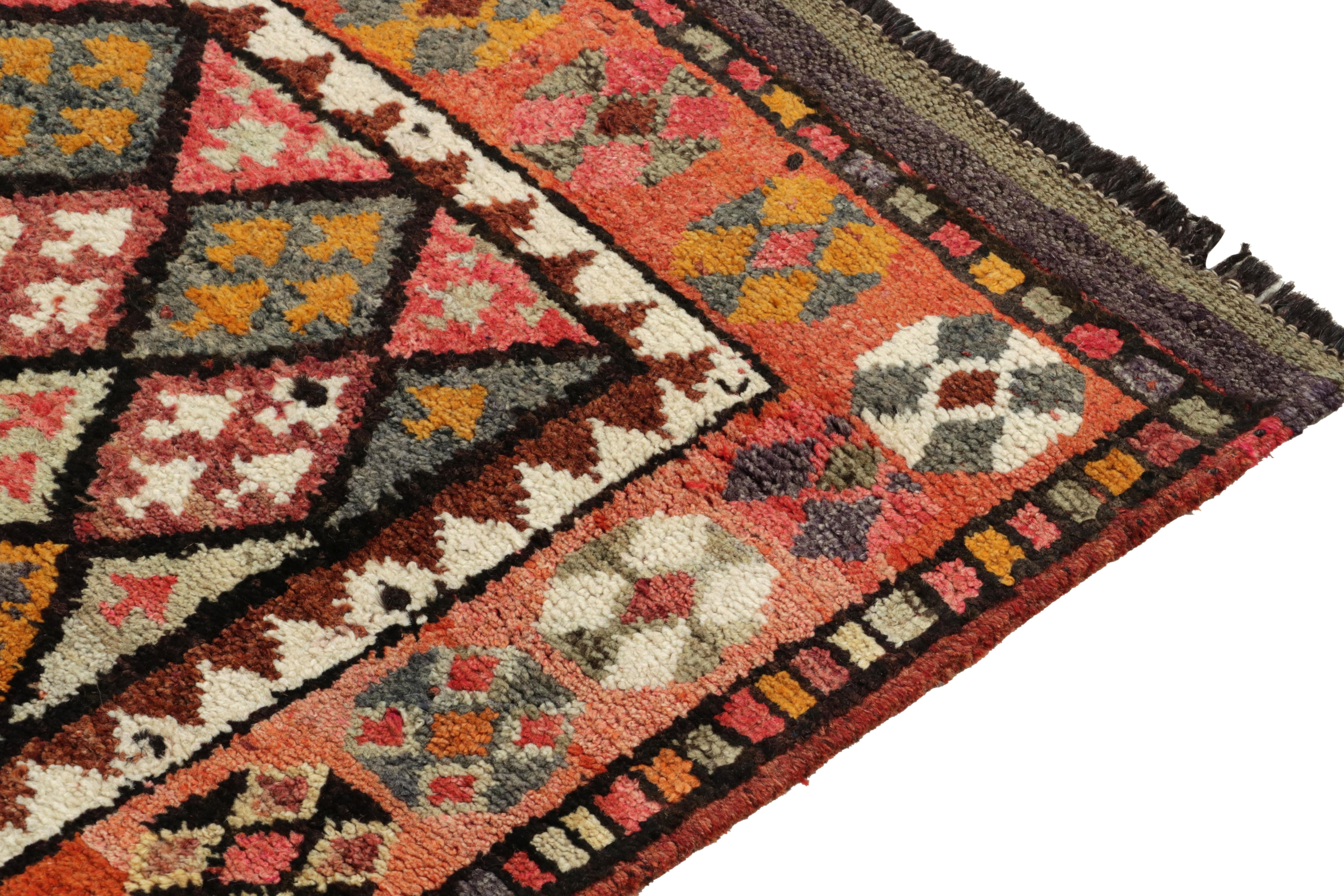 1950s Multicolor Vintage Tribal Runner Red with Geometric Pattern by Rug & Kilim In Good Condition For Sale In Long Island City, NY