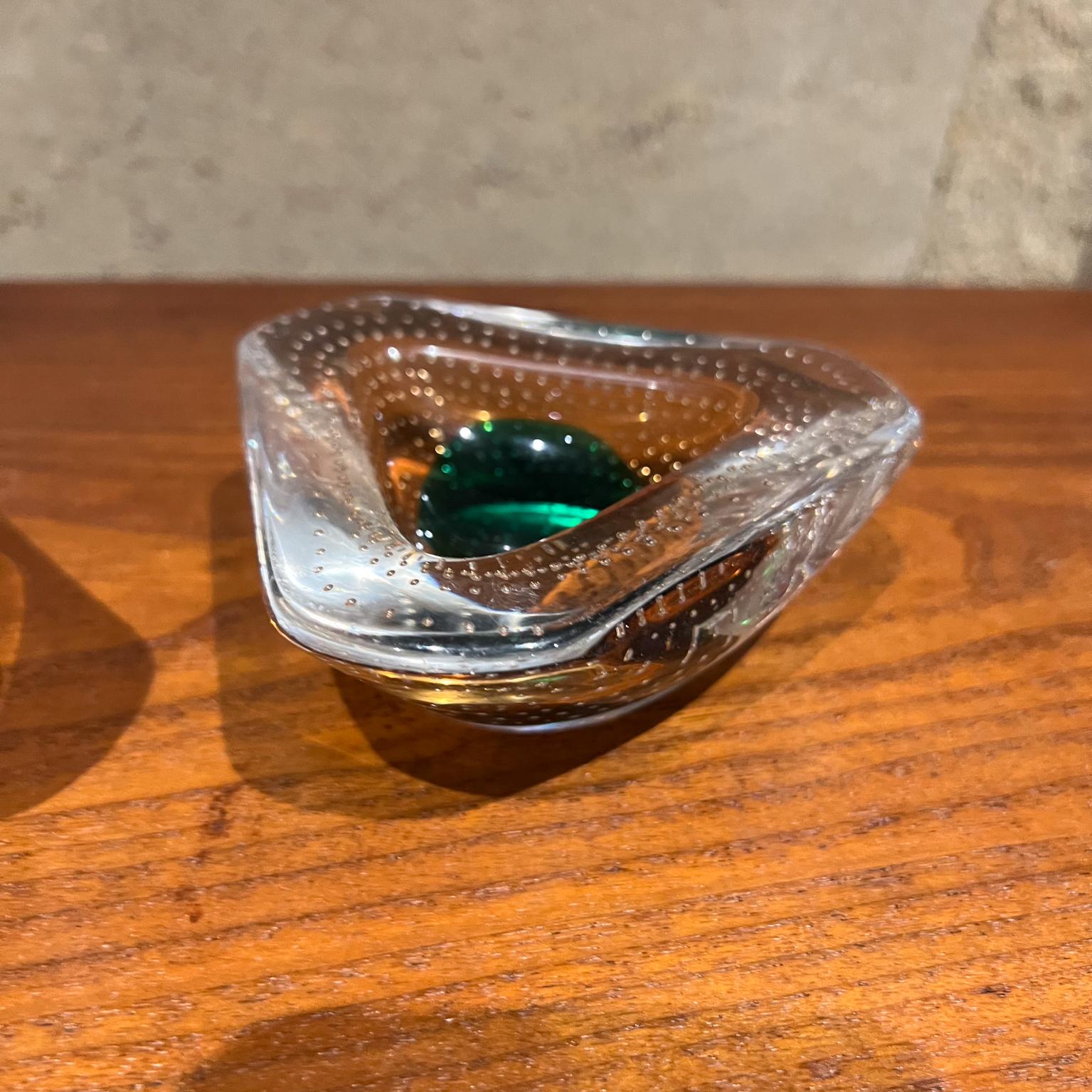 20th Century 1950s Murano Art Glass Ashtray Pair Controlled Bubble Italy For Sale