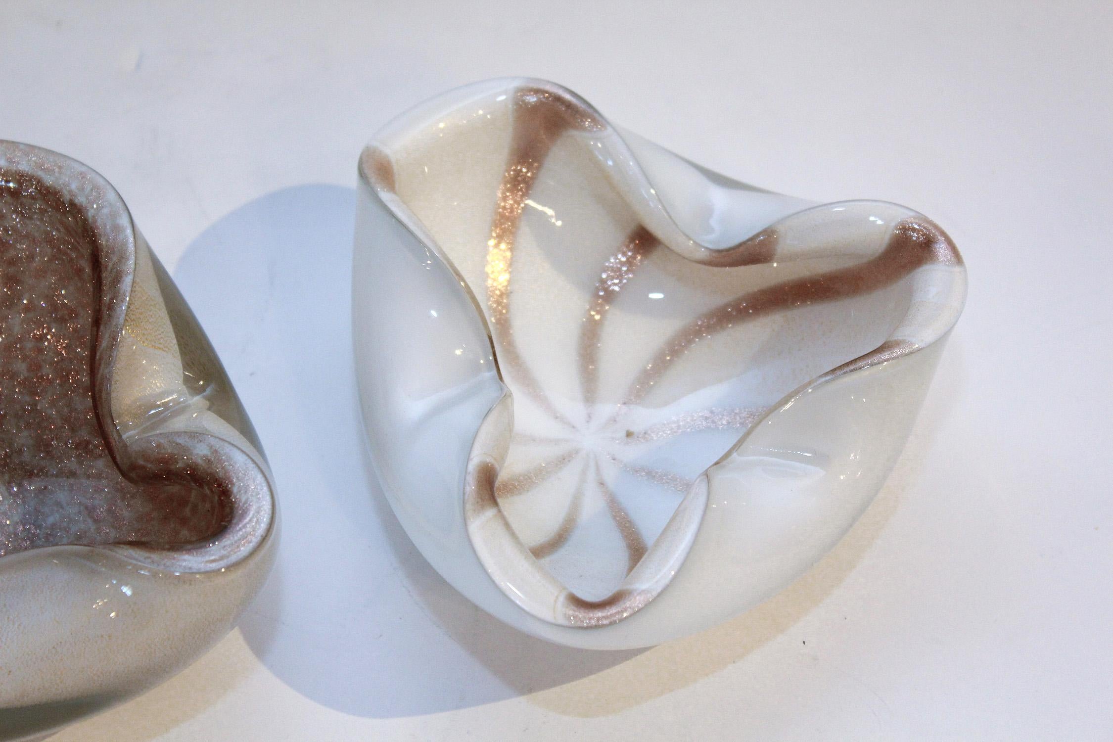1950s Murano Art Glass Aventurine Bowls or Ashtrays by Alfredo Barbini, Italy 3