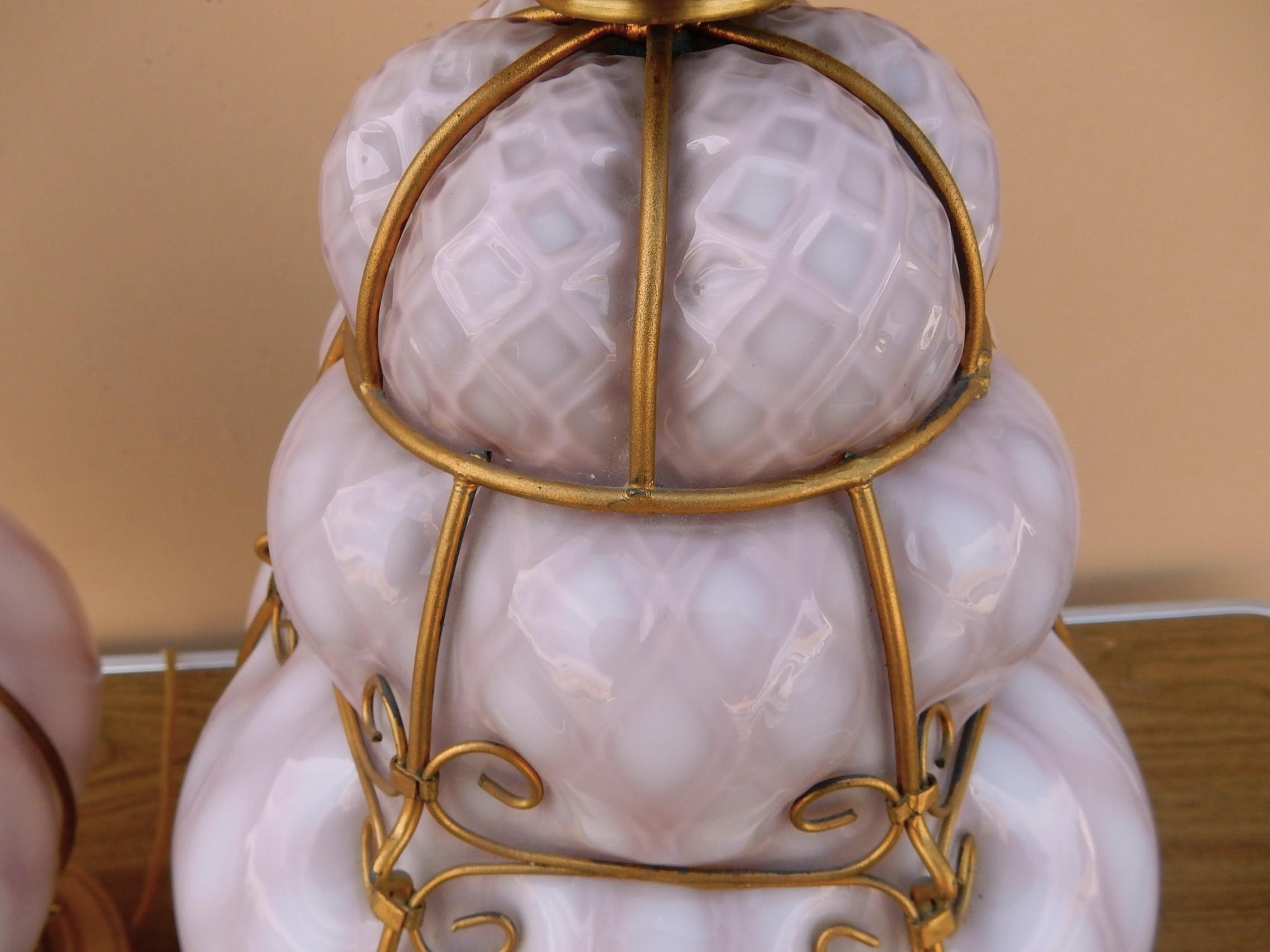 1950's Murano Art Glass Lamps Designed by Seguso, Italy In Good Condition For Sale In Las Vegas, NV