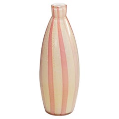 1950s Murano Art Glass Vase with Pink Stripes by Alfreo Barbini